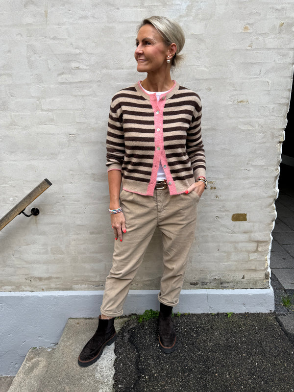 Nayse Cardigan - Mocca stripe