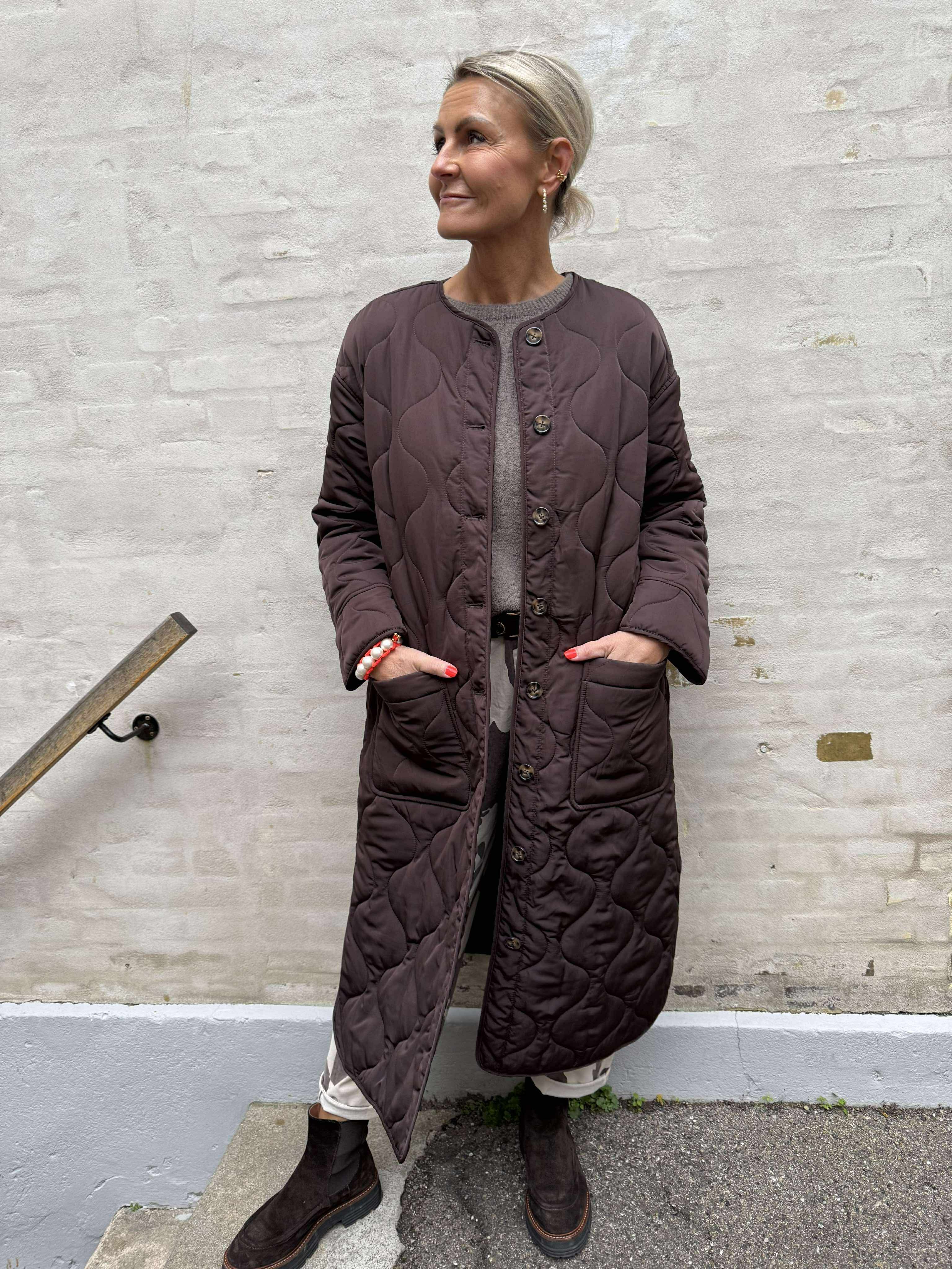 ALLIE LONG QUILT JACKET - Java