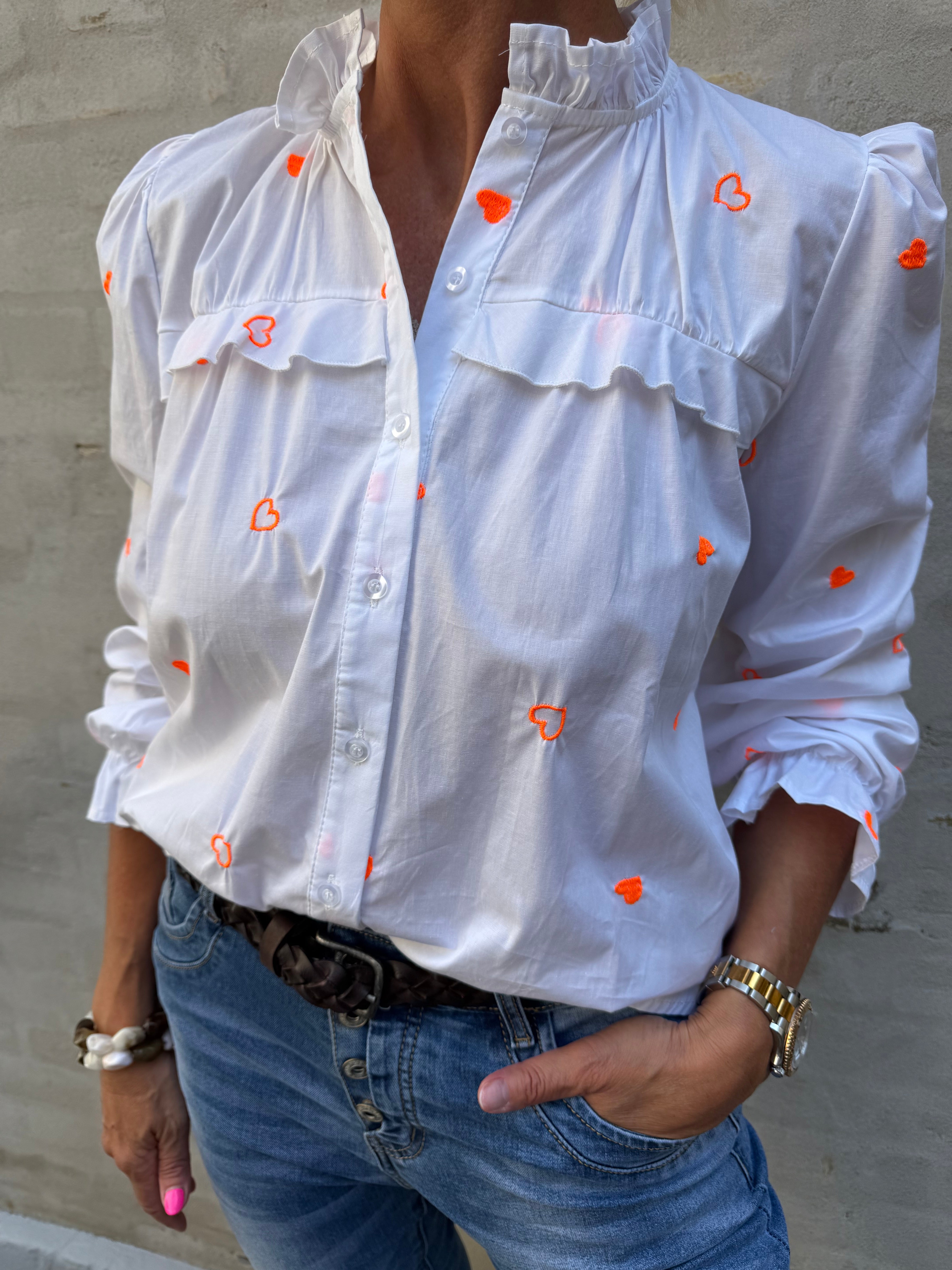 Sweet Heart Shirt - White/Orange
