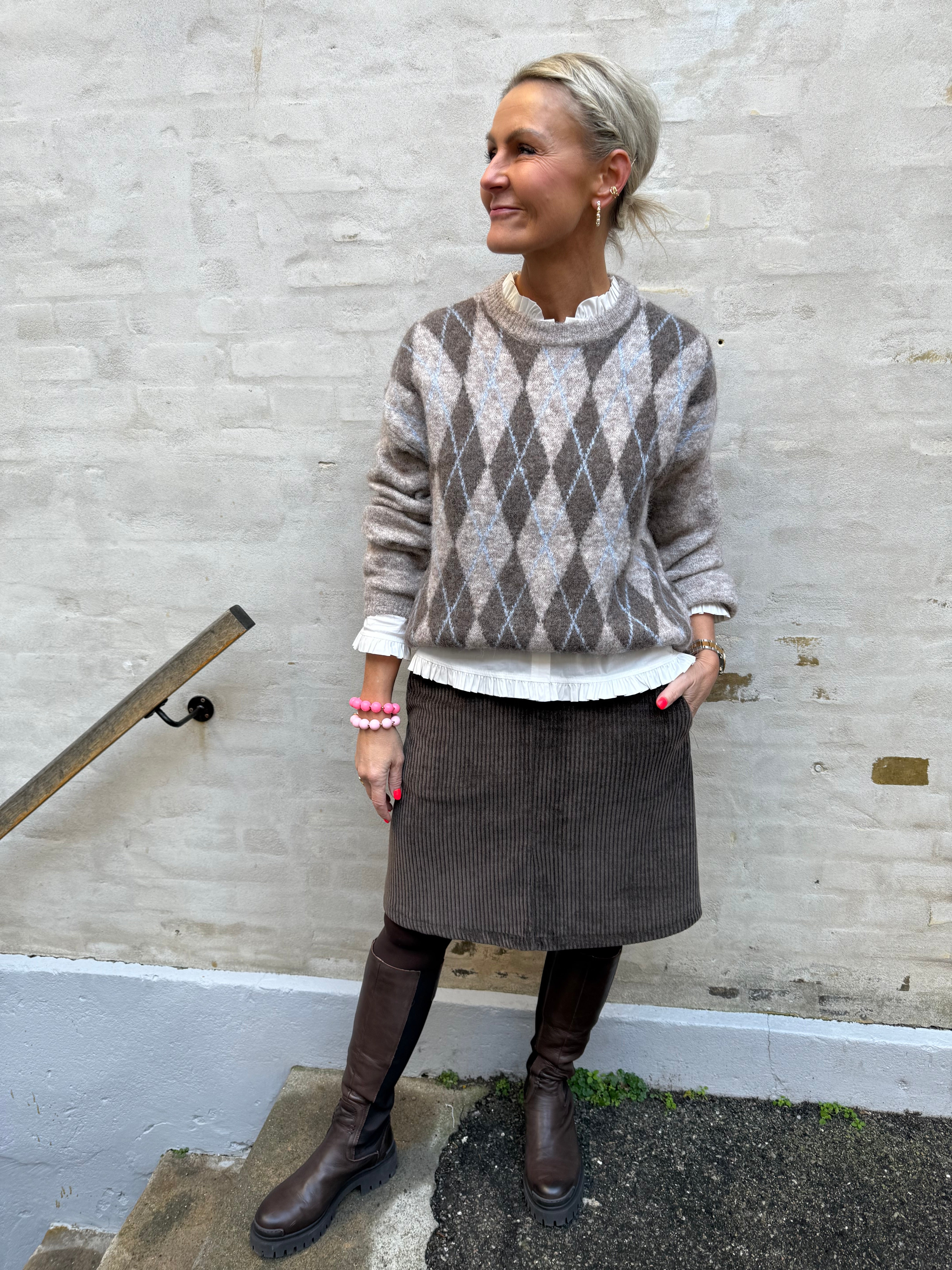 PREORDER-Cora Knit - Beige/blue