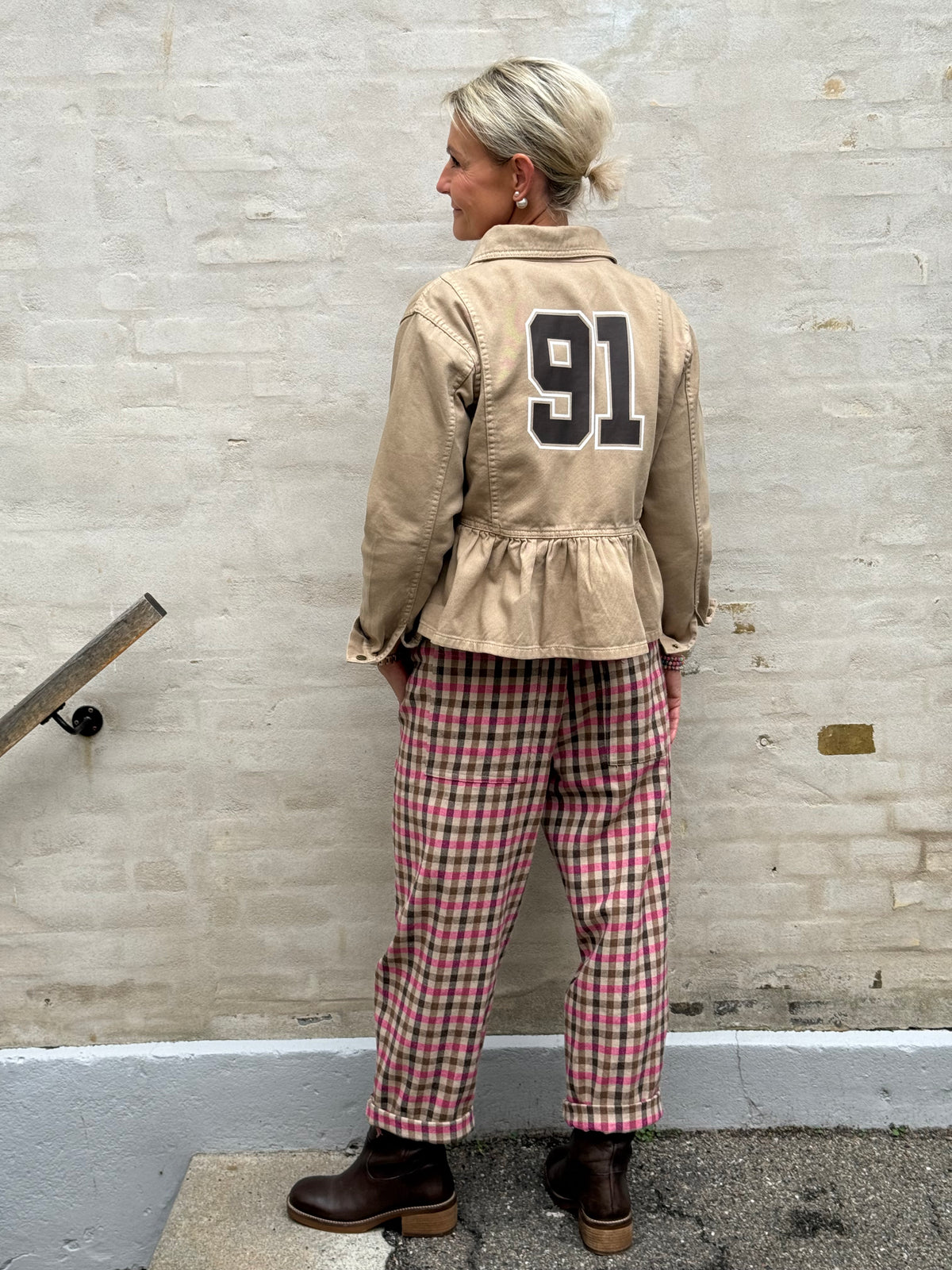 Lotta Check Pants - Fuchsia/Brown/Beige