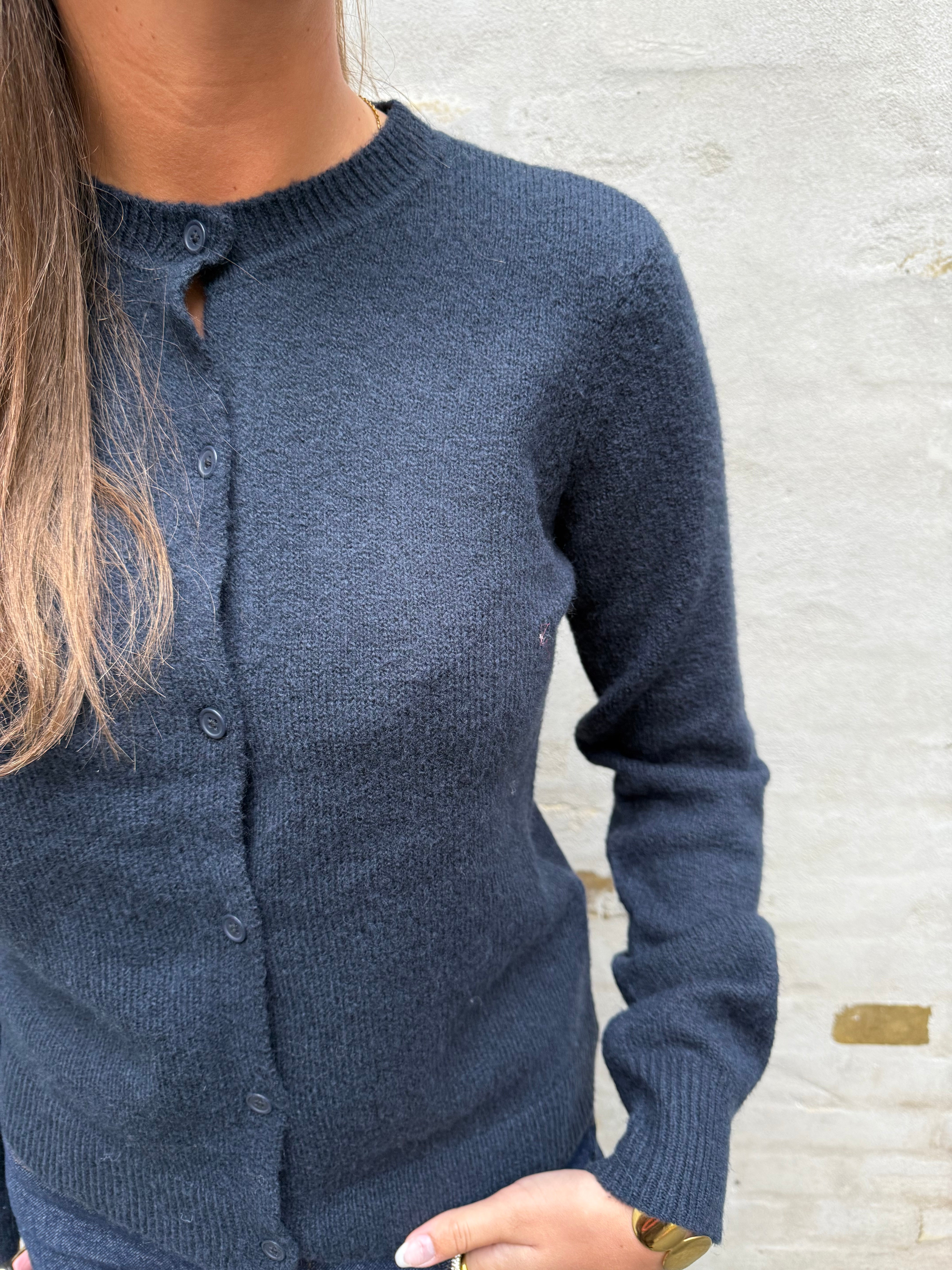 MALOU LS KNIT CARDIGAN - Sky Captain MELANGE