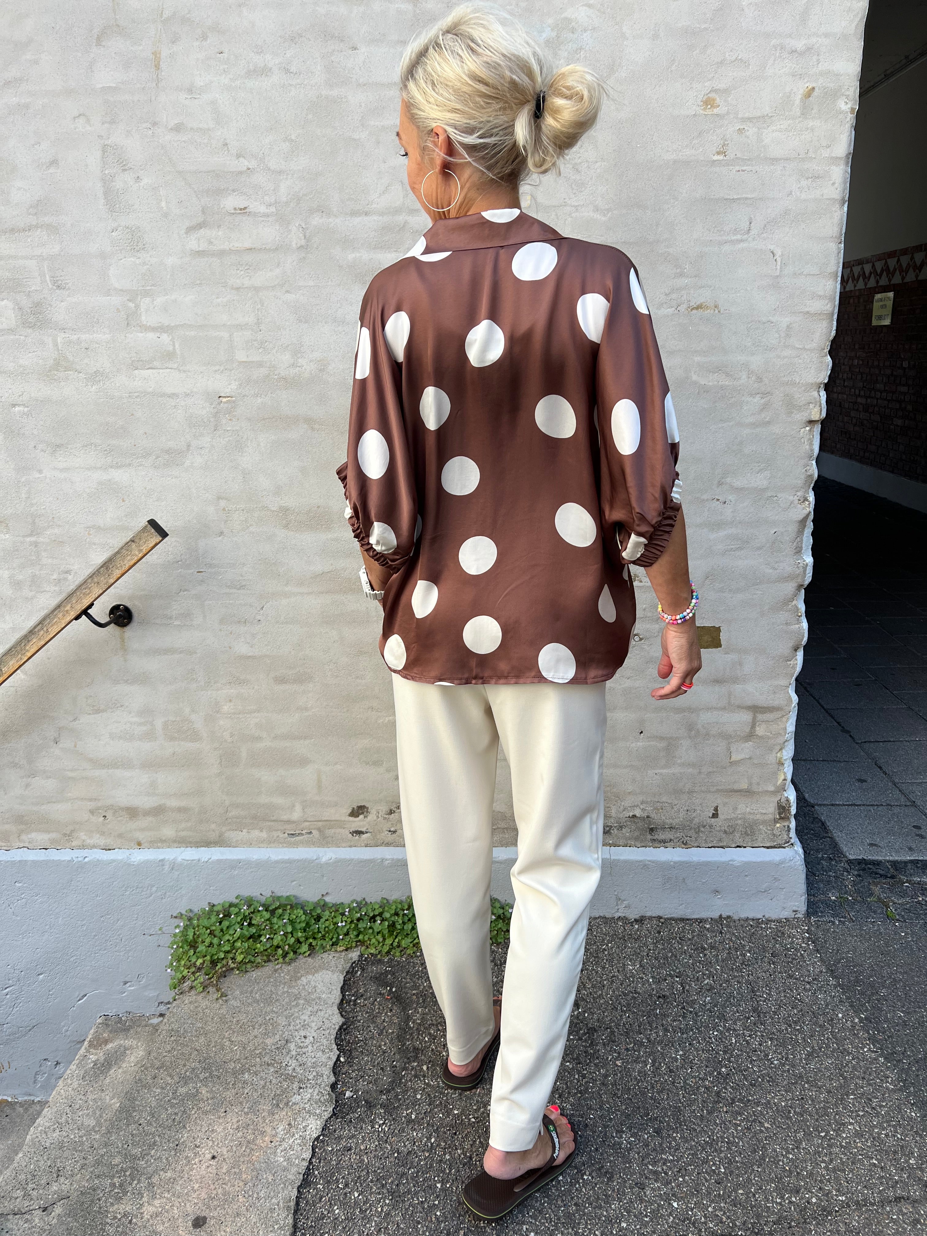 PREORDER-MABEL shirt blouse - Mocca Dot