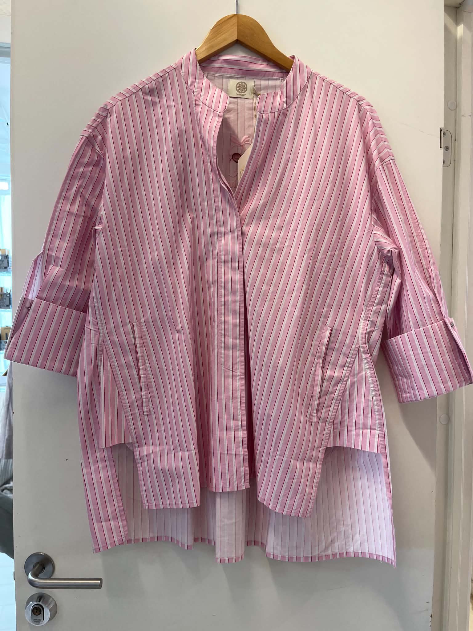 Luna Cherry Shirt - Light Pink Stripe