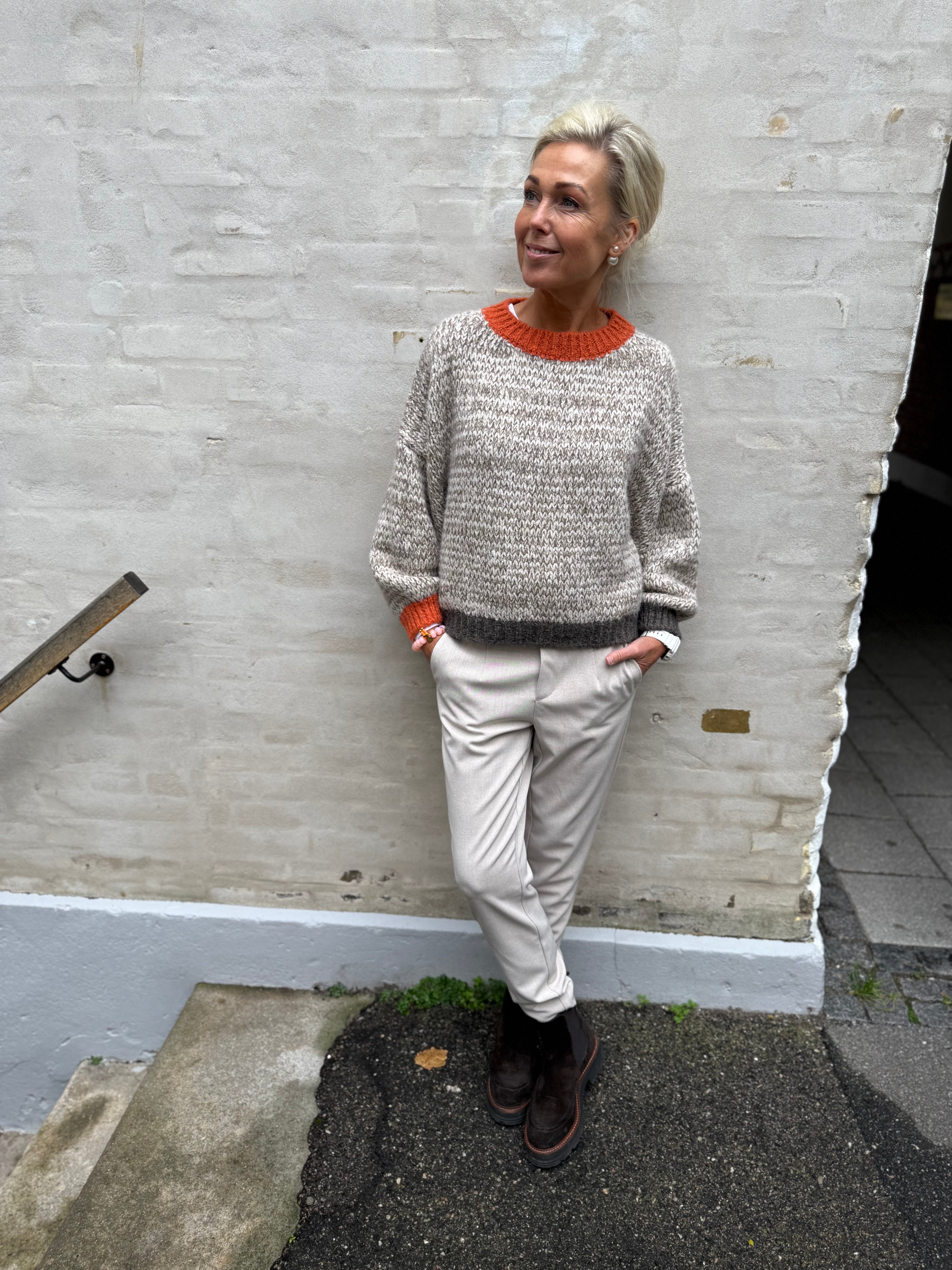 Loretta Knit - Beige/Pumpkin