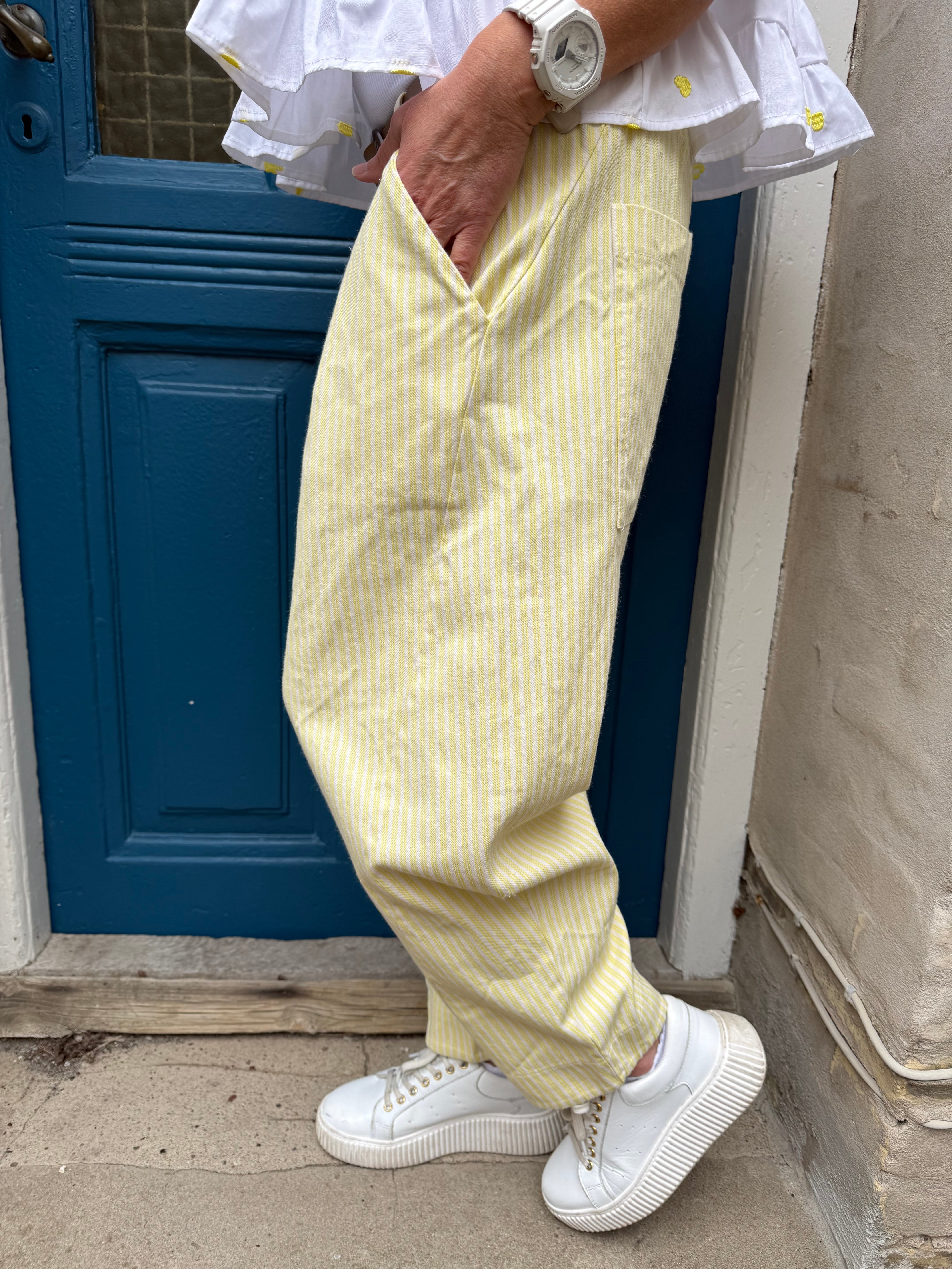 Vera Striped Pants - Striped Yellow