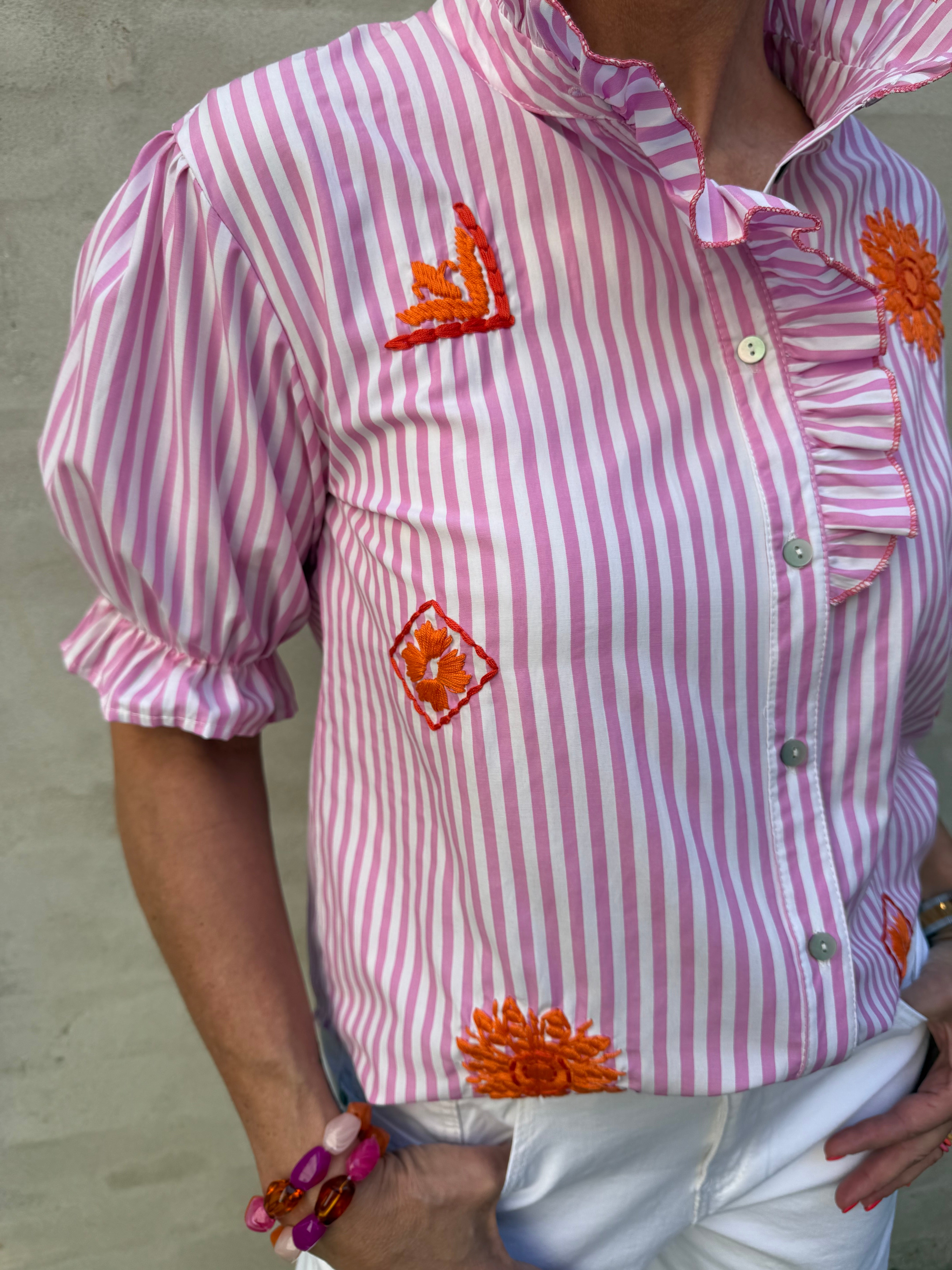 Ebba Shirt - White/Pink/Orange