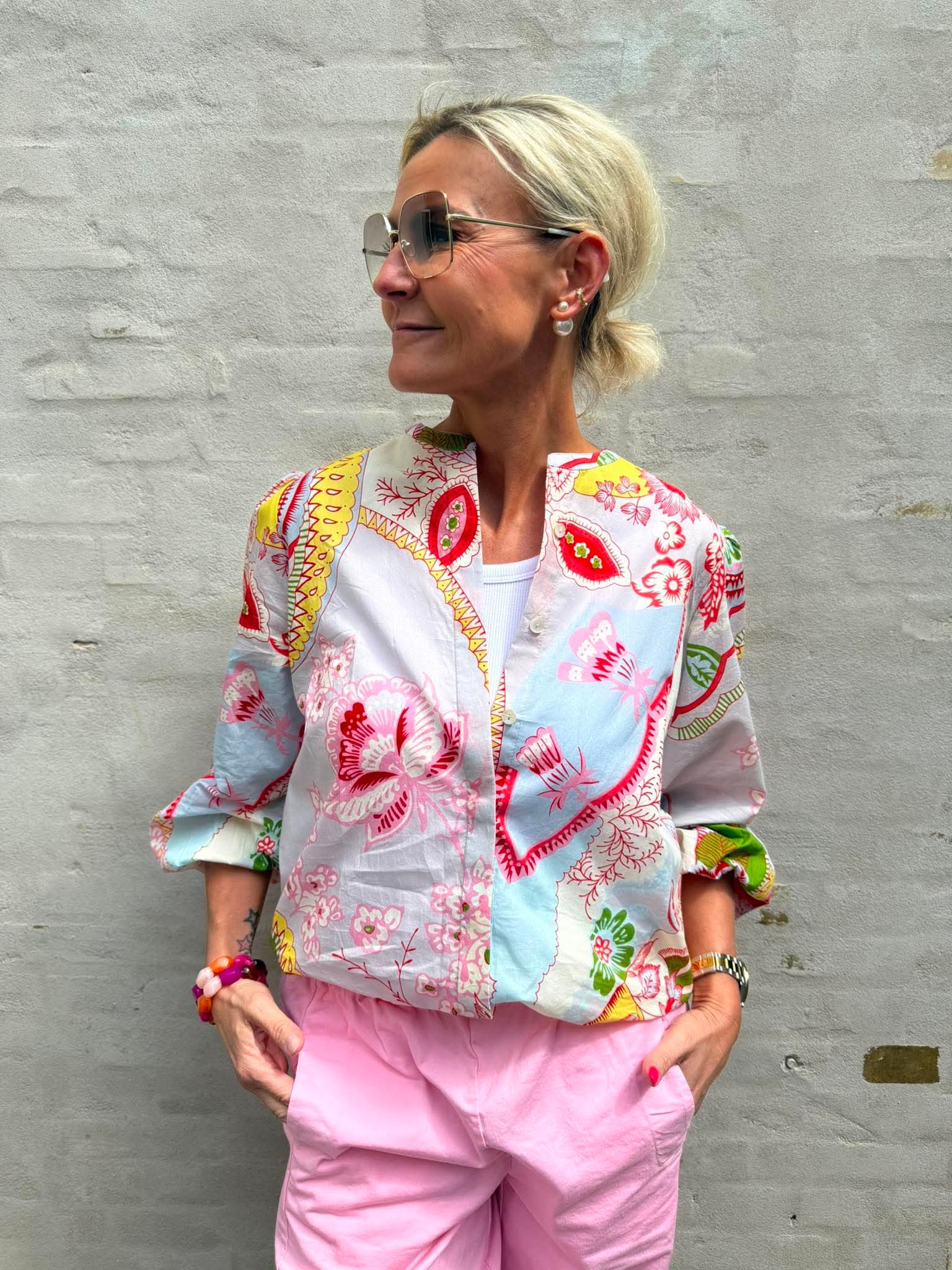 Capri Blouse - Grey Print