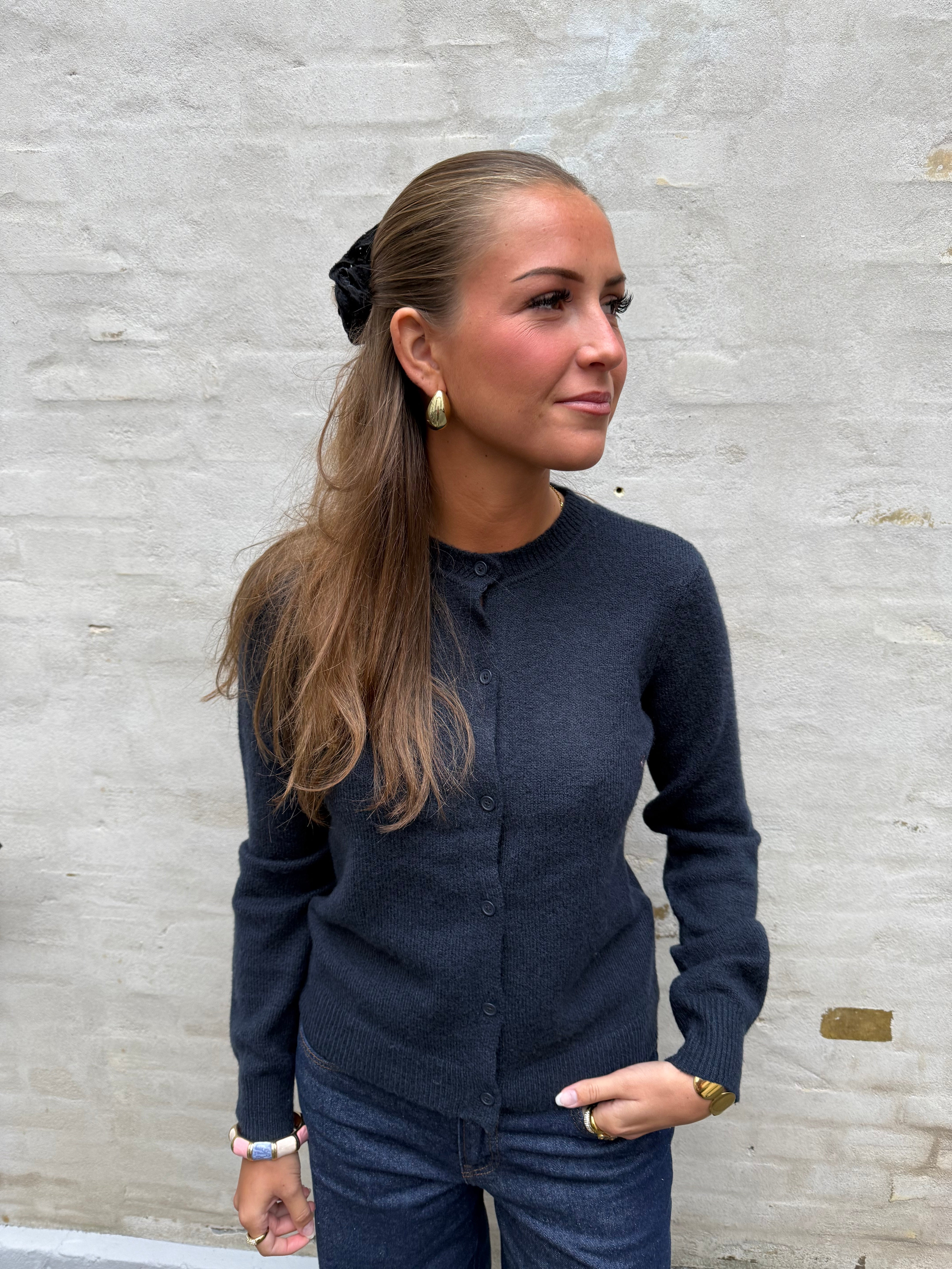 MALOU LS KNIT CARDIGAN - Sky Captain MELANGE