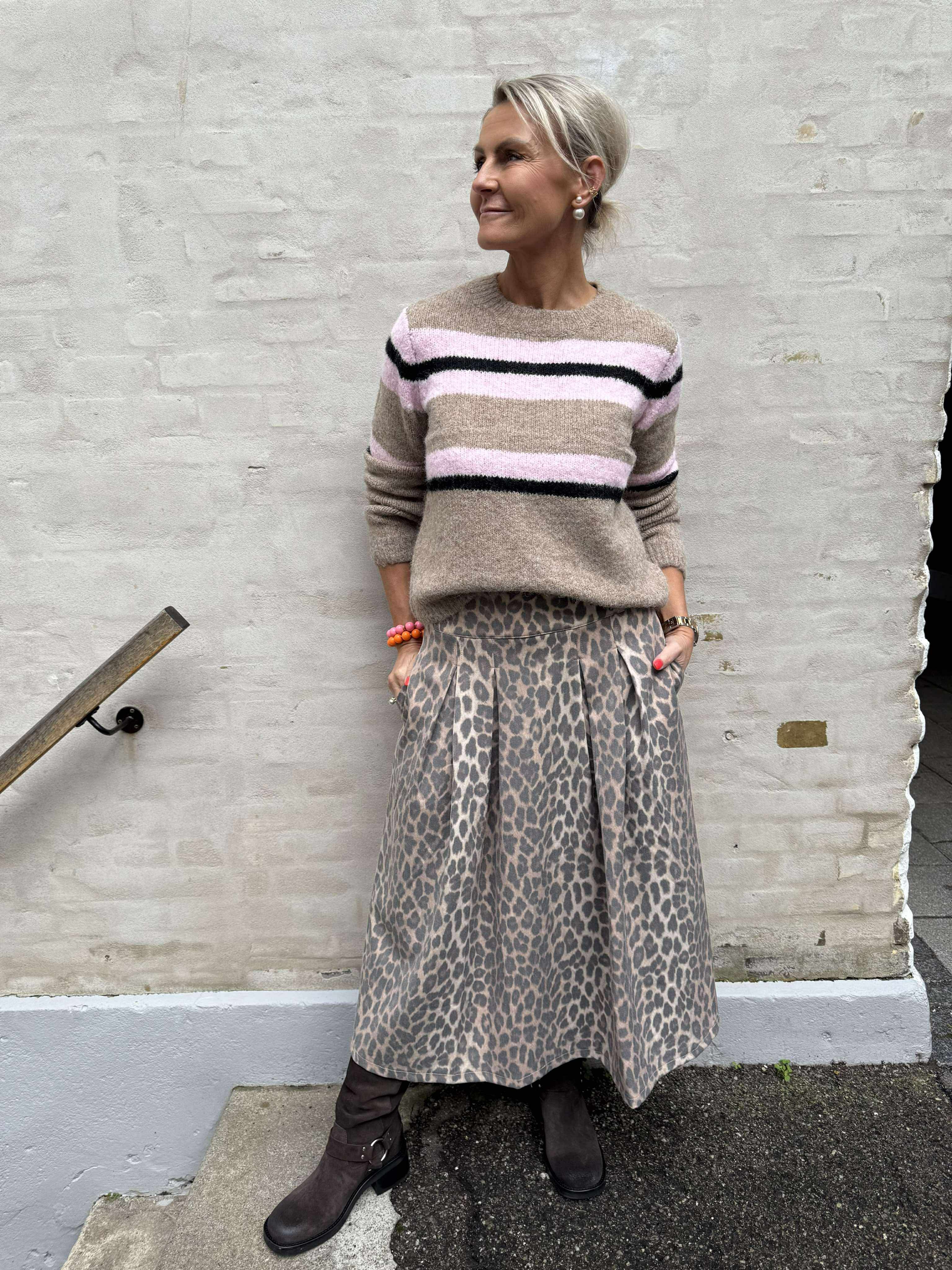 GALIA KNIT PULLOVER - Humus Pink lady/black