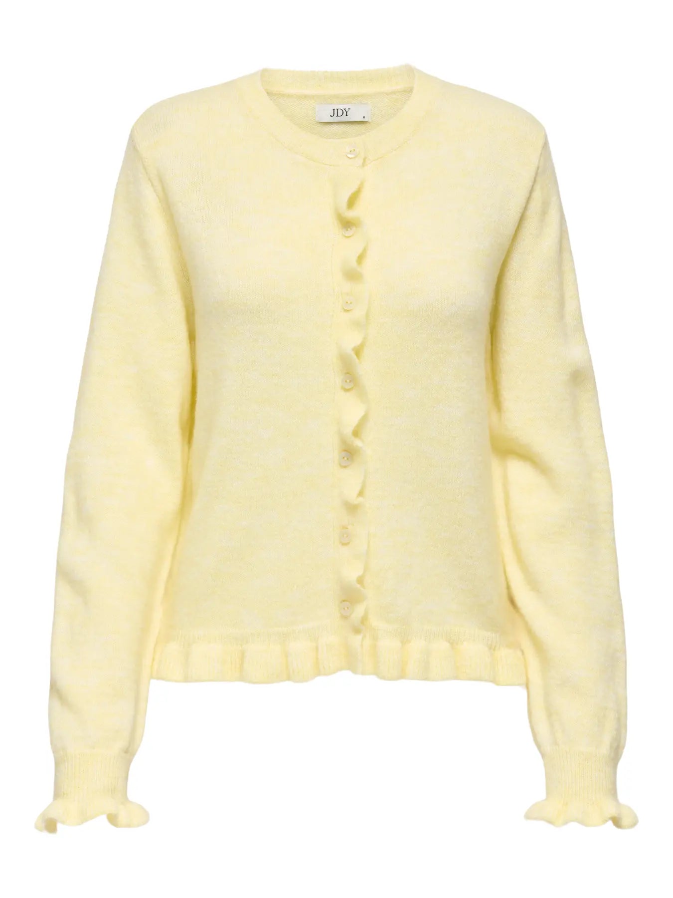 Letty on frill cardigan knit pastel yellow