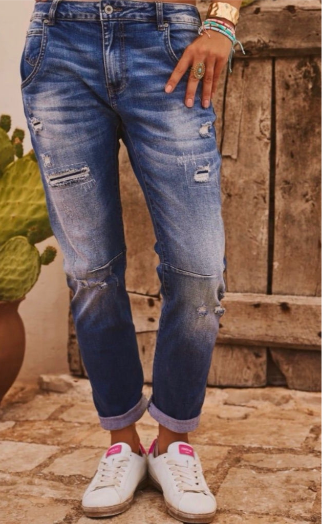 Denim Pants w. Paths - Denim Blue