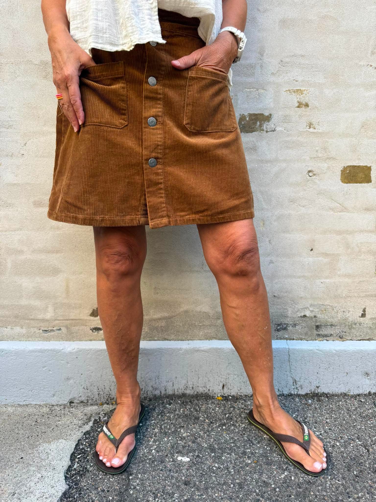 SHIRAZ CORDUROY SKIRT - Toffee