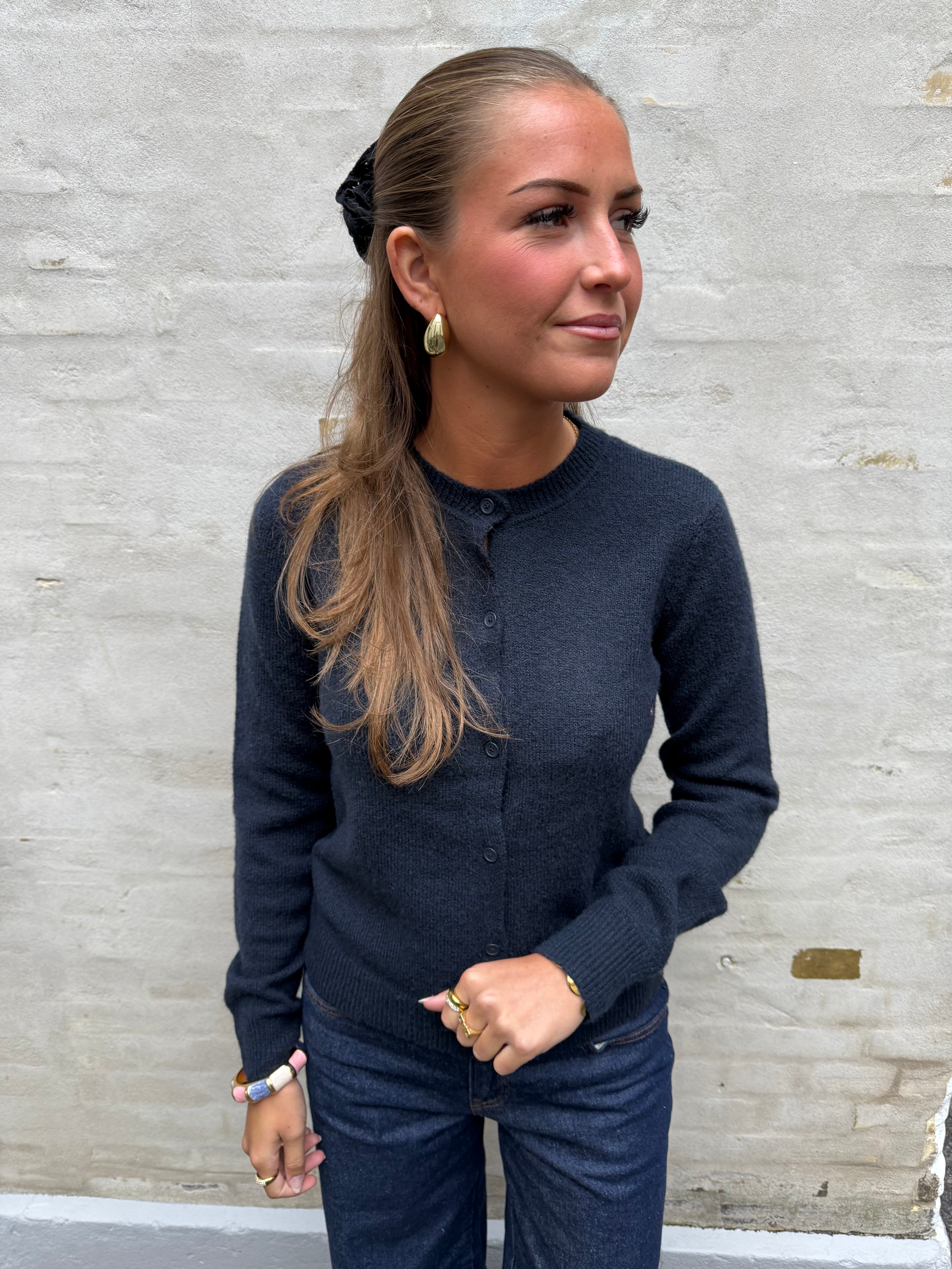 MALOU LS KNIT CARDIGAN - Sky Captain MELANGE