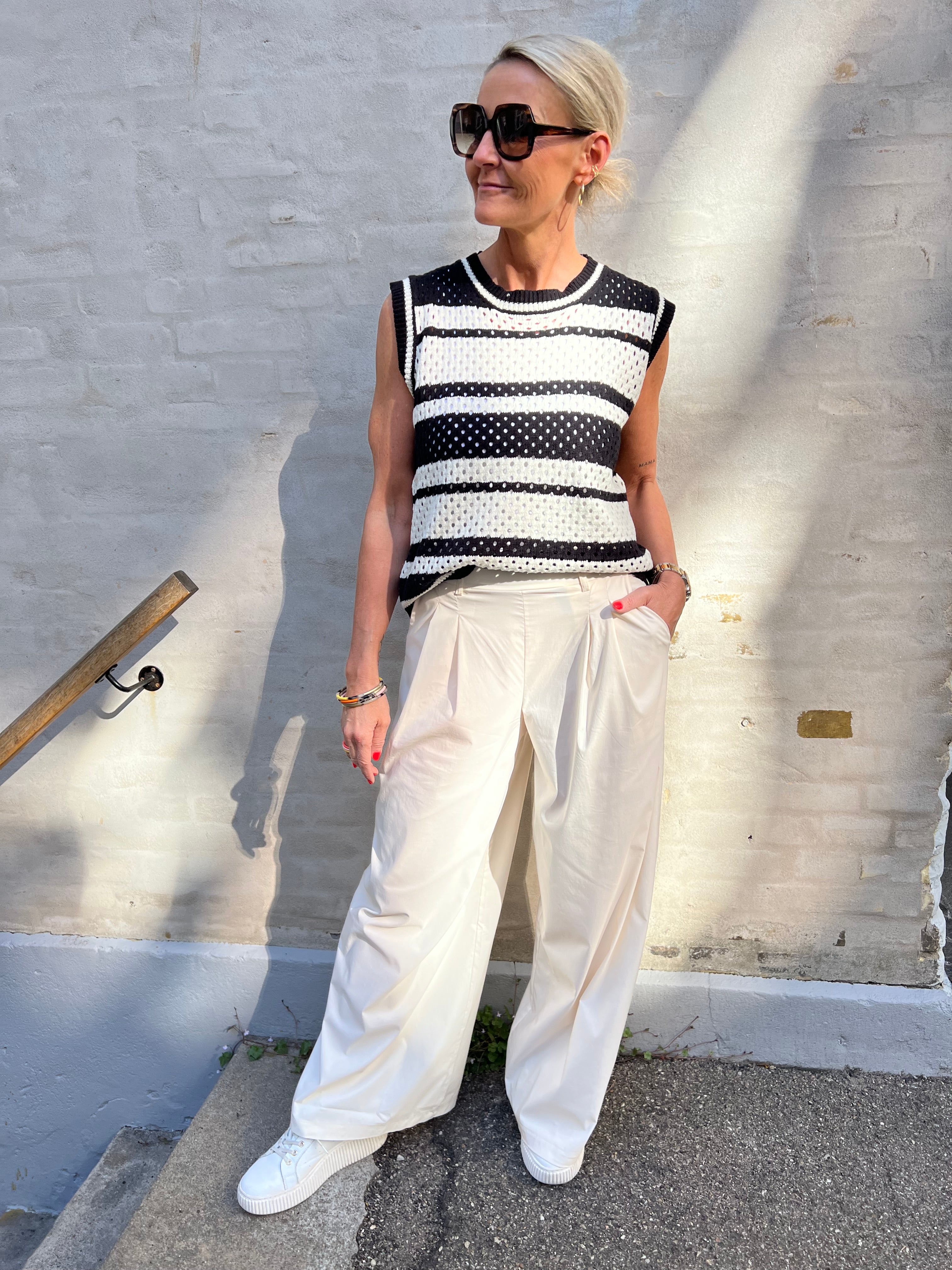 Hoopa Knit Top OffWhite-Black