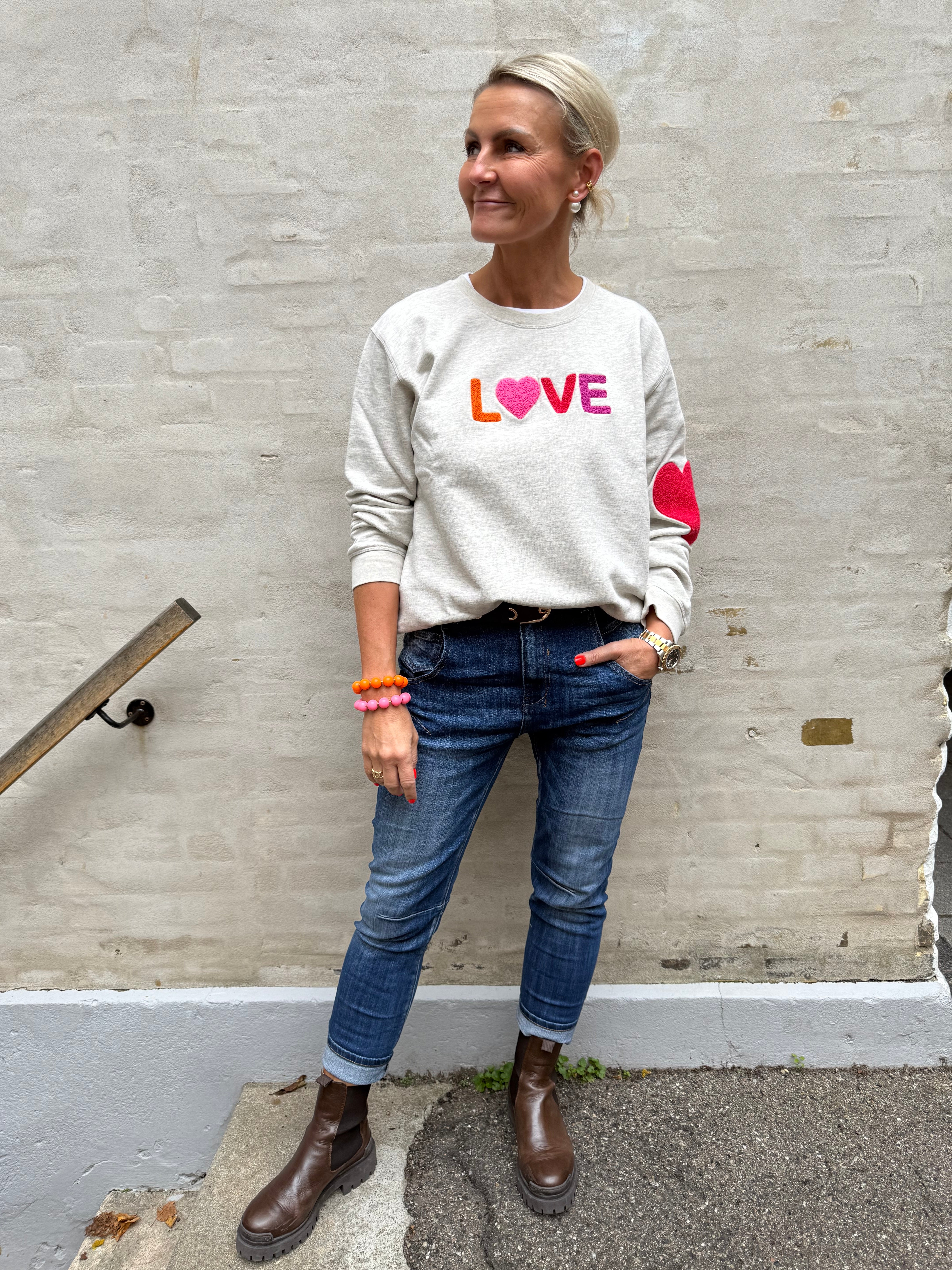 Sweat LOVE - Grey melange with Multi embroidery