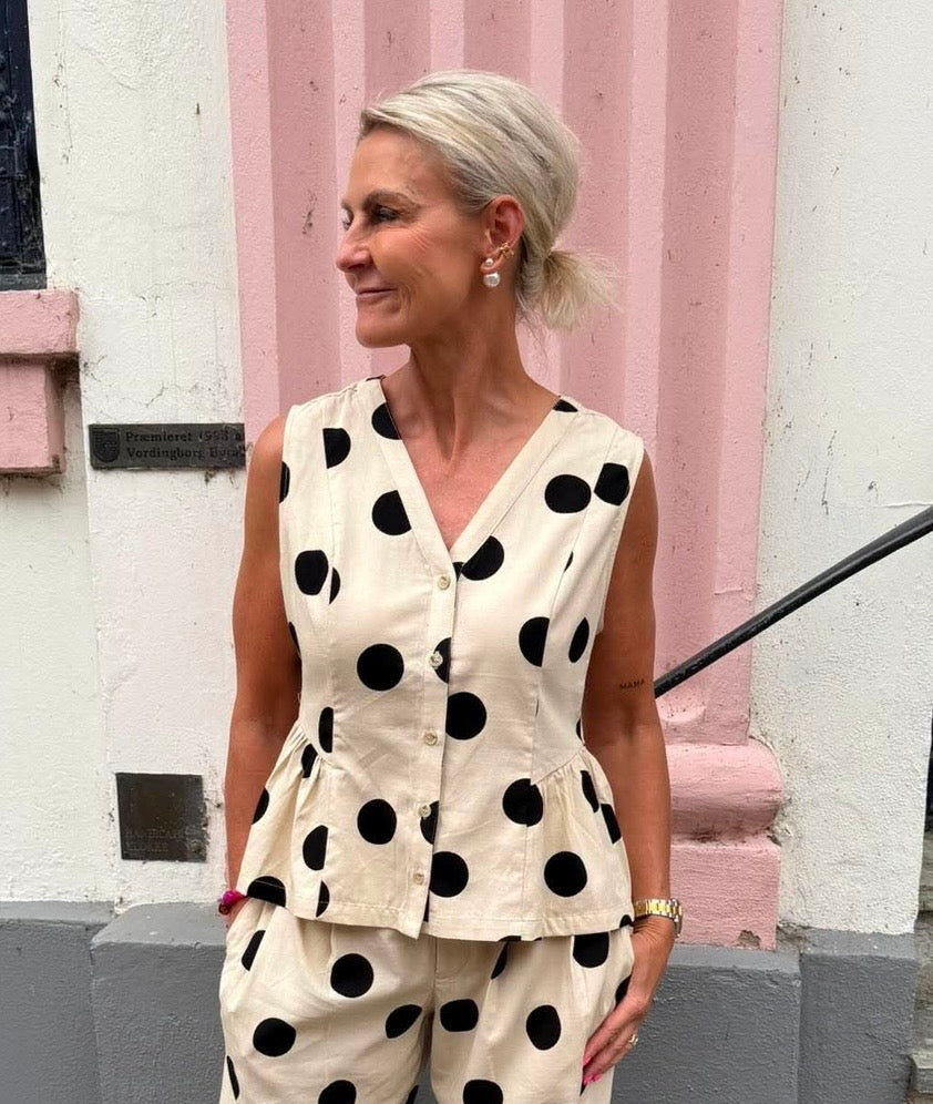 Tika topp - Whitecap/Black Dot