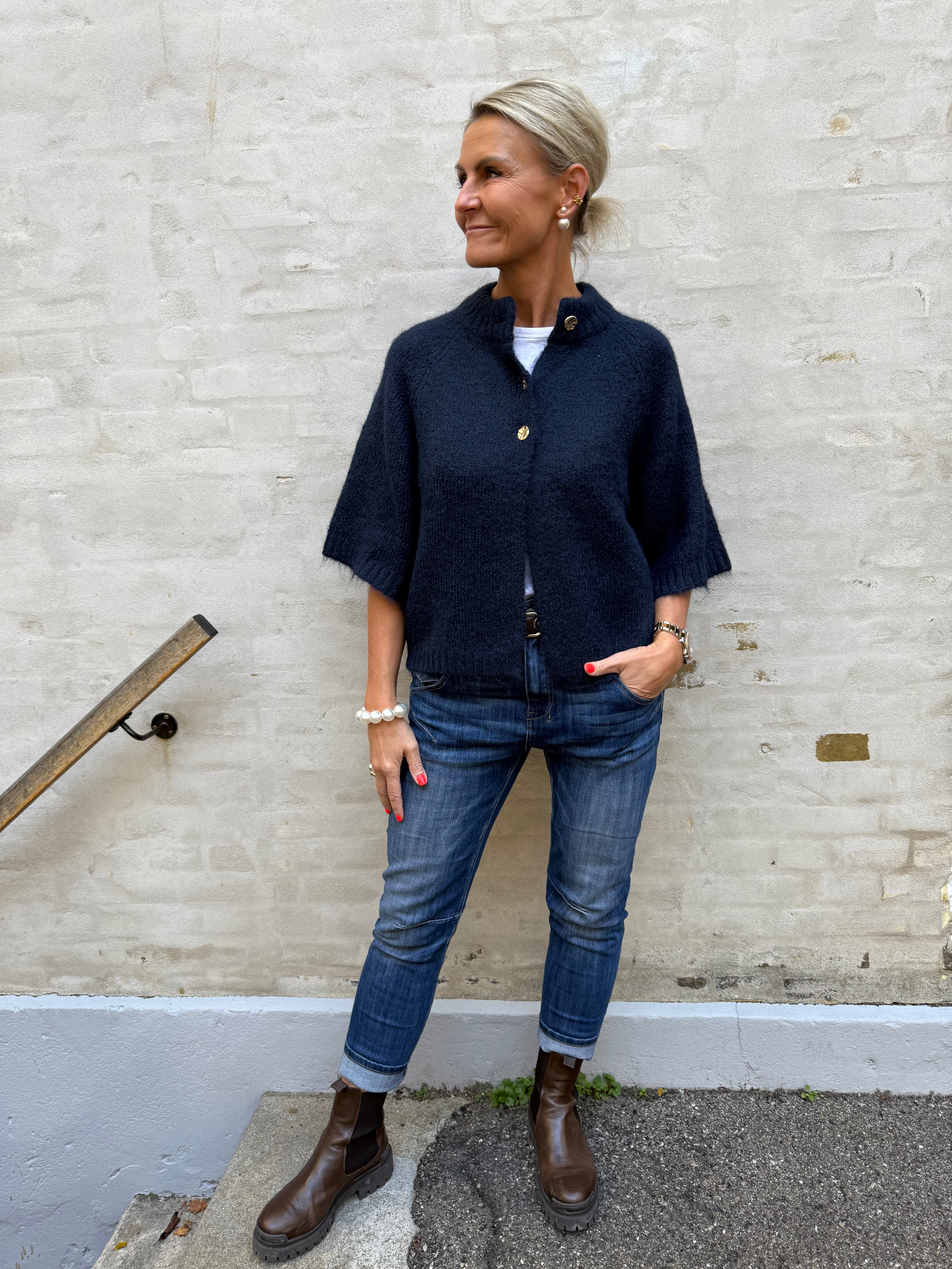 Benuta Fluffy Knit Cardigan - Navy