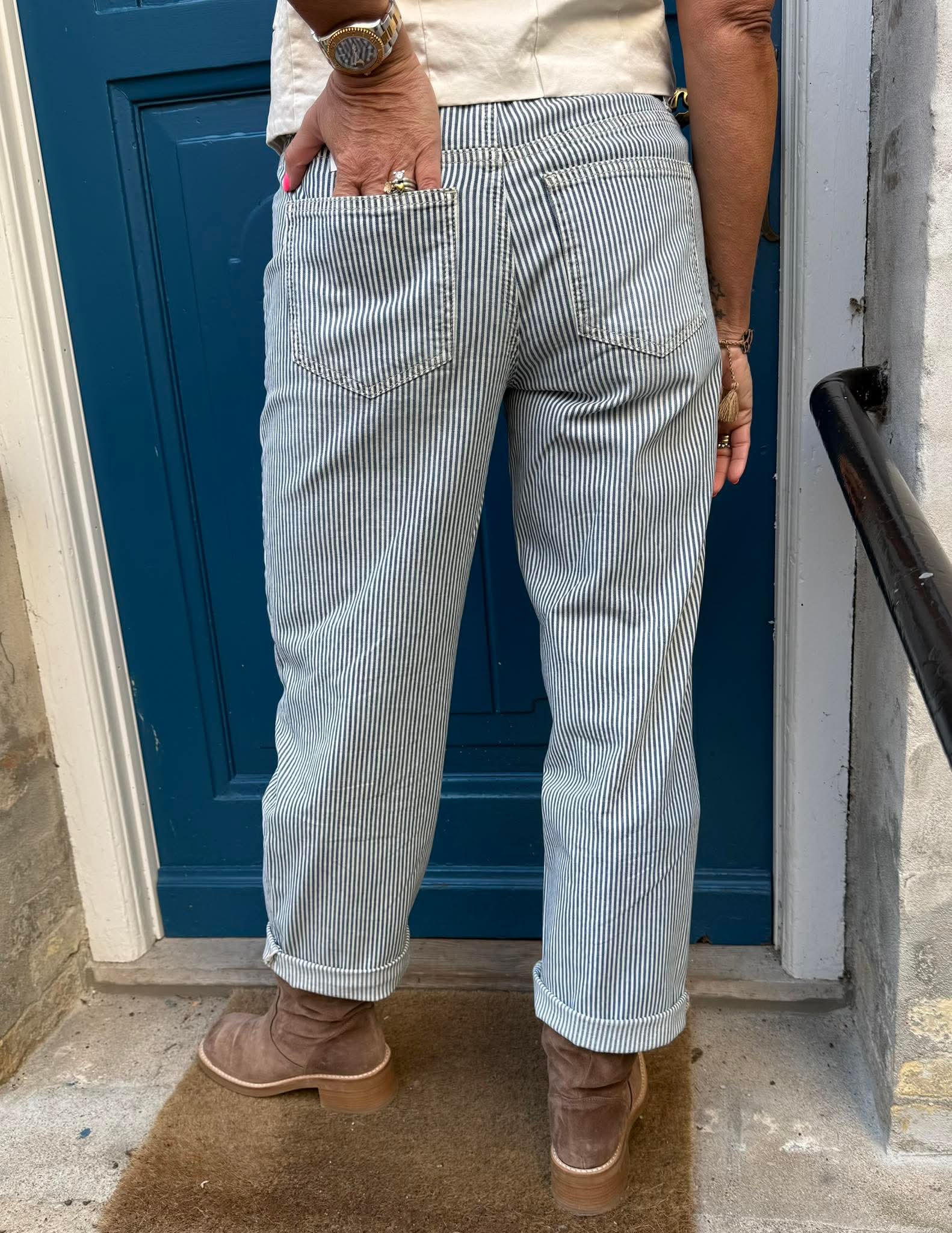 Amalia Straight Leg - Indigo Striped Wash