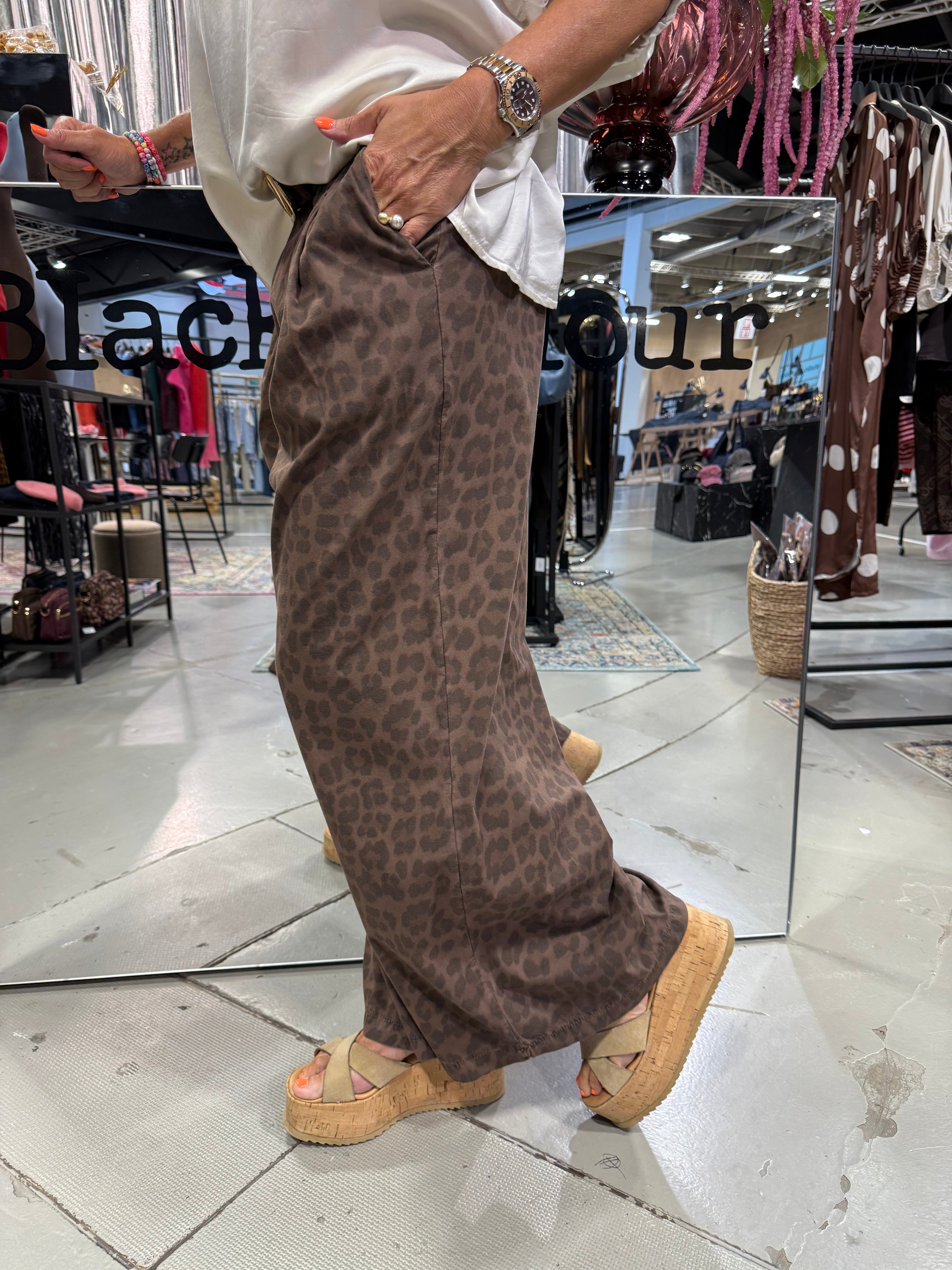 ABBIE wideleg pant - Mocca Leo