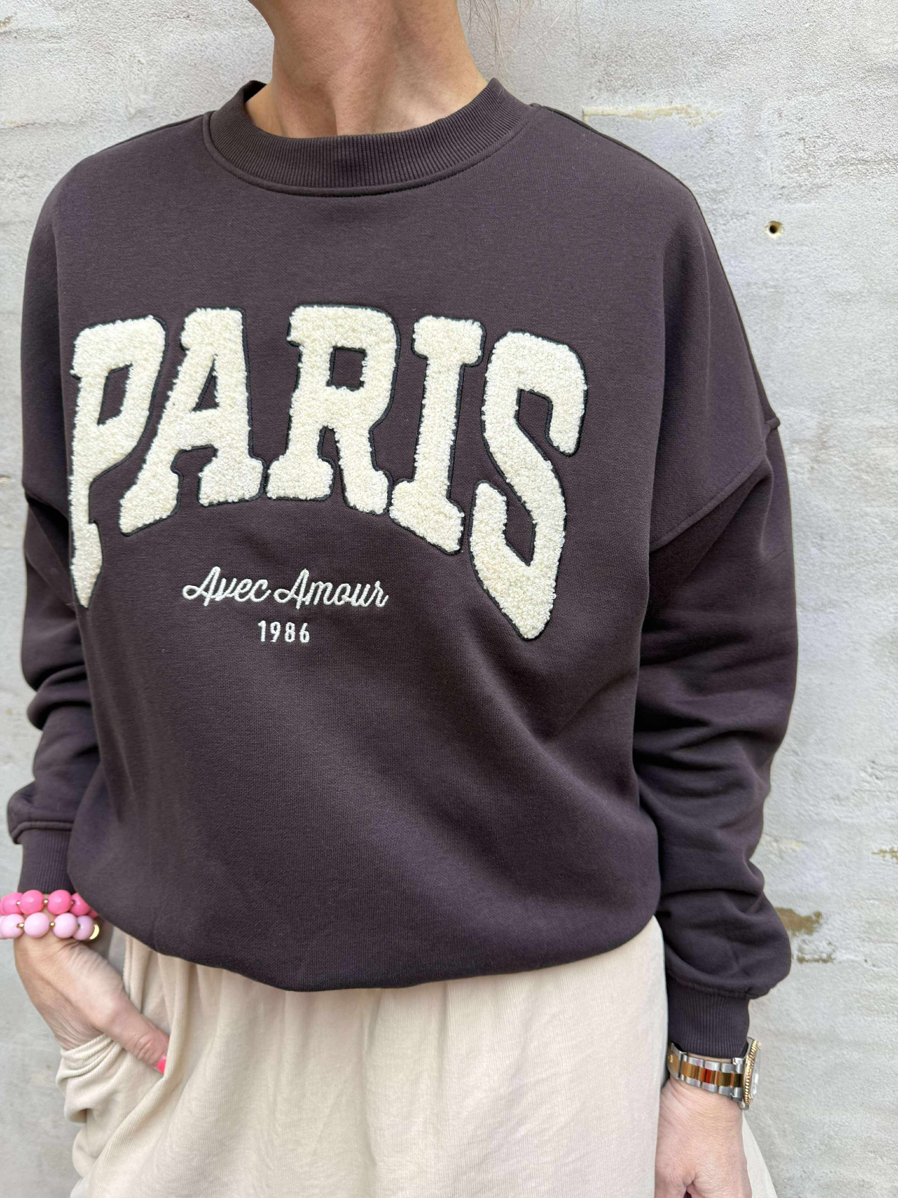 MESA O-NECK EMB SWEAT - Ganache PARIS