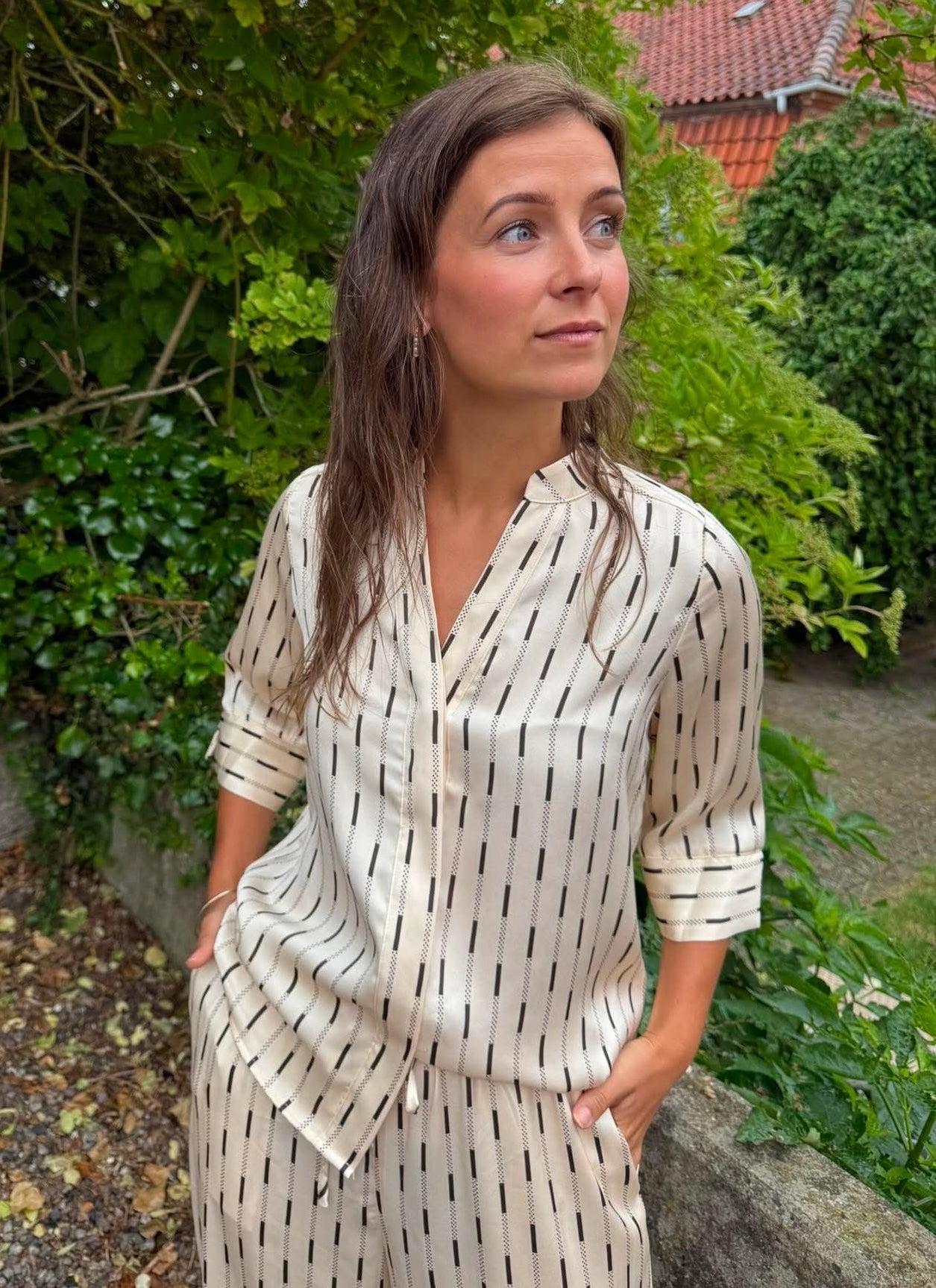 Camile Print Blouse - Creme