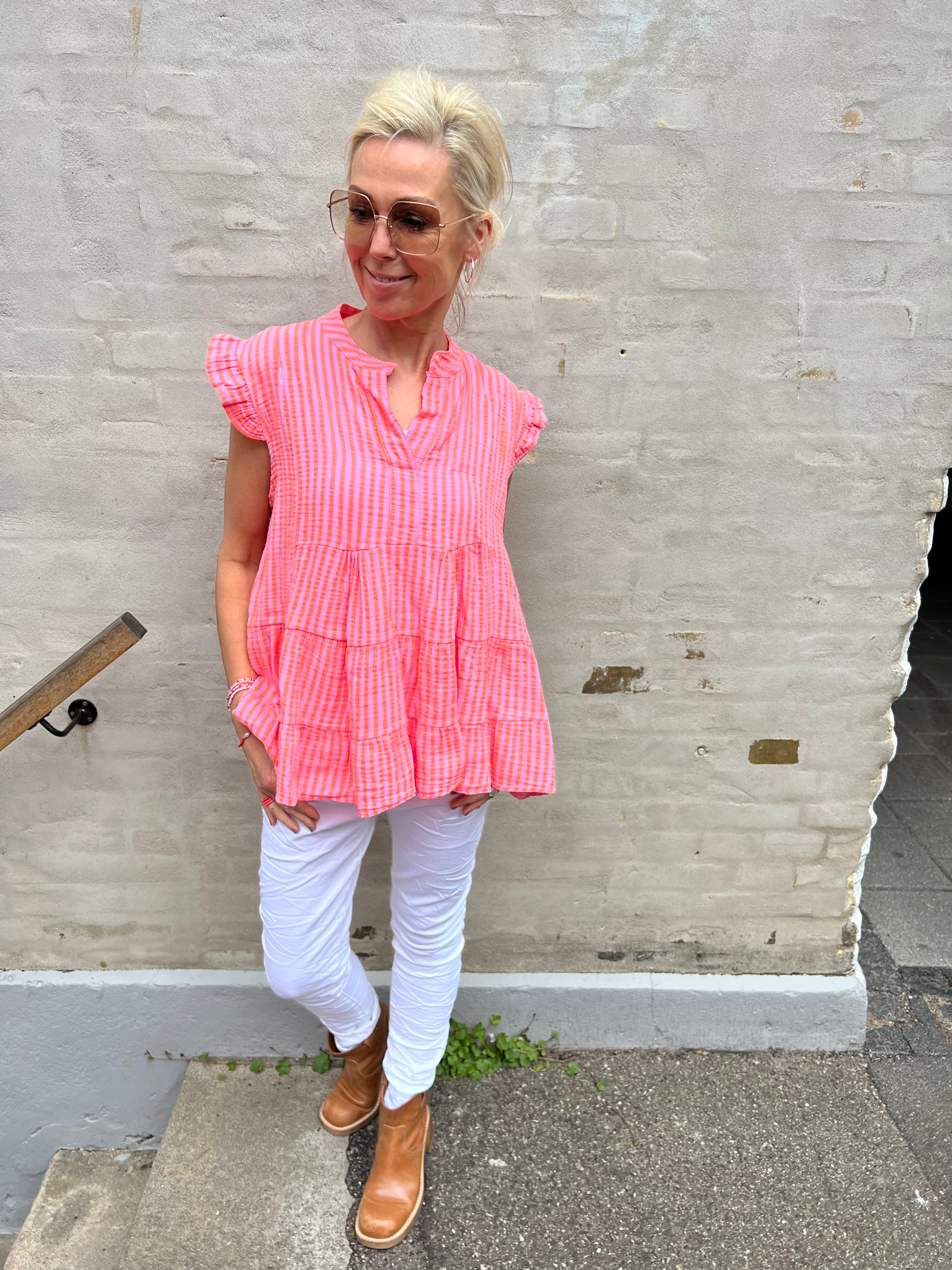 Dolly top strib orange