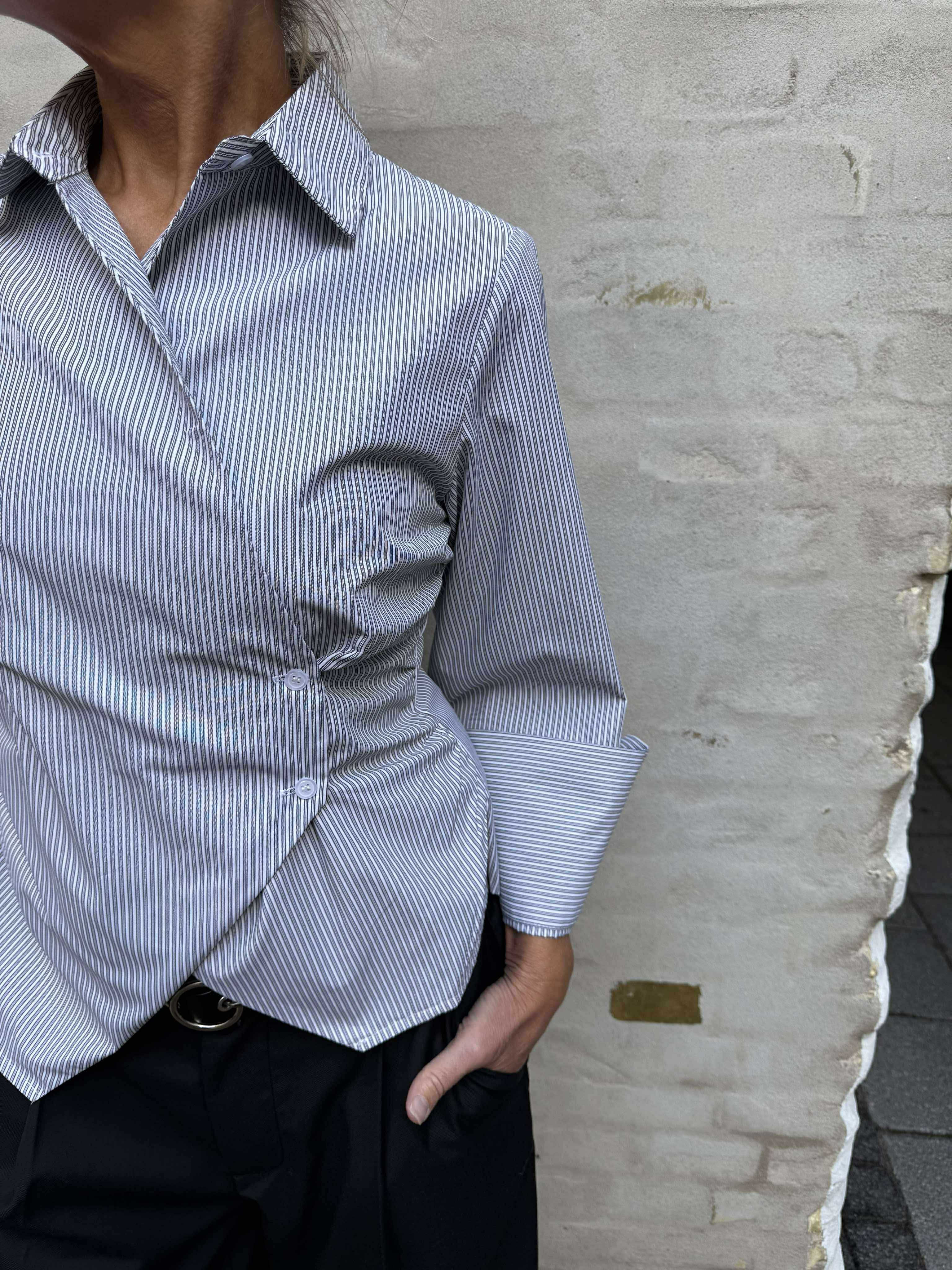 Fenli Striped Shirt - Grey