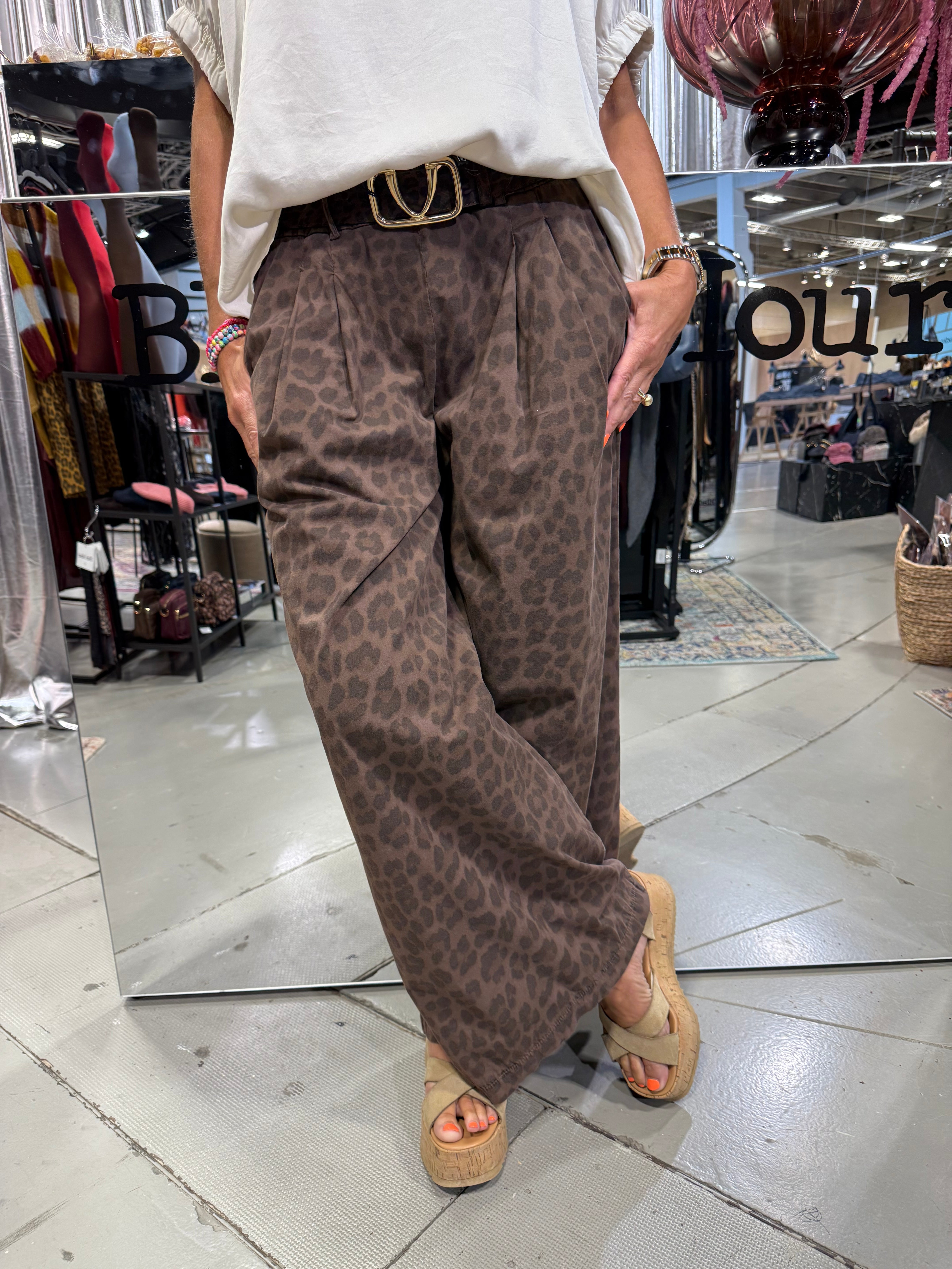 ABBIE wideleg pant - Mocca Leo