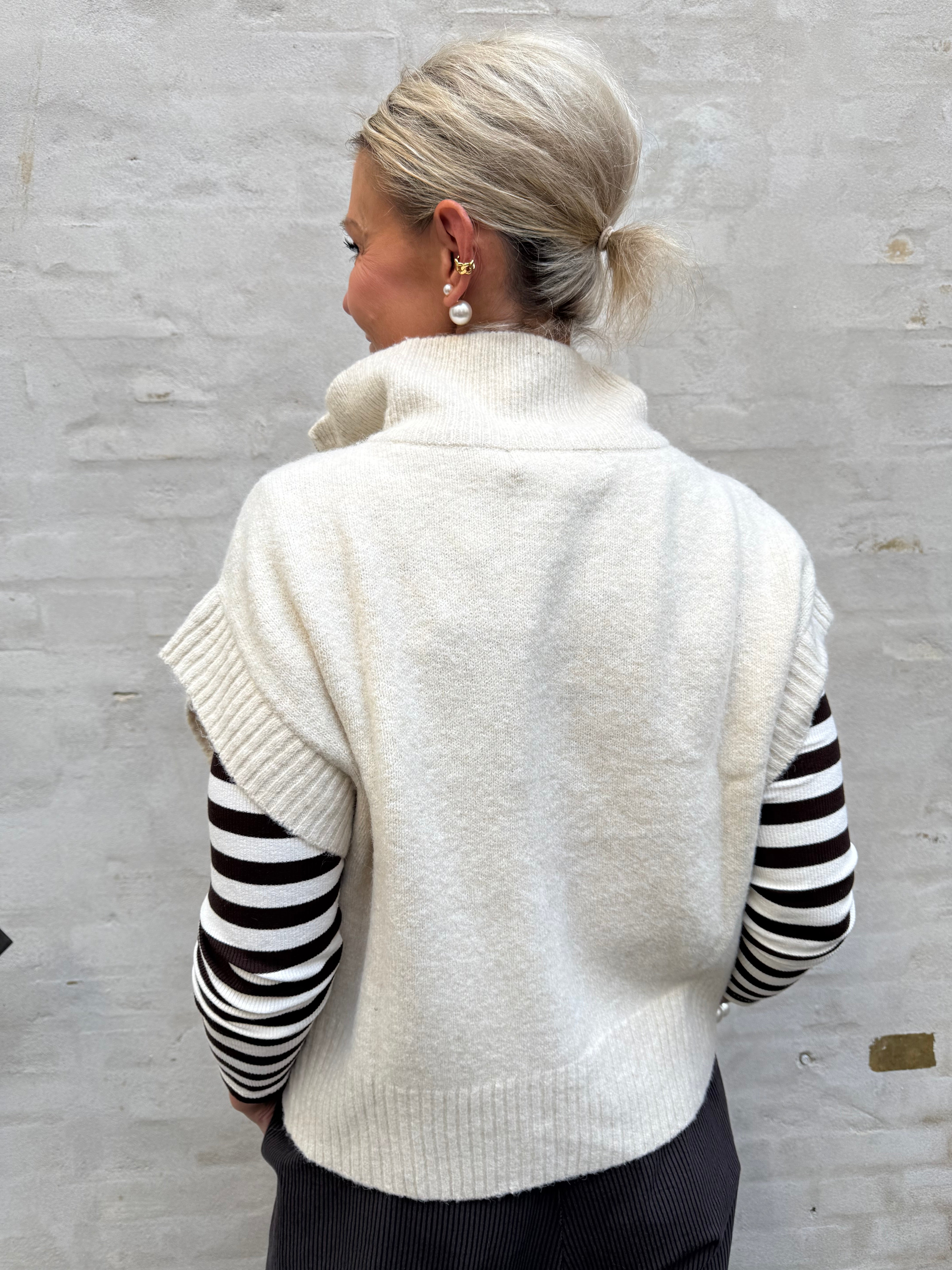 BANG HIGHNECK ZIPPER VEST - Birch MELANGE