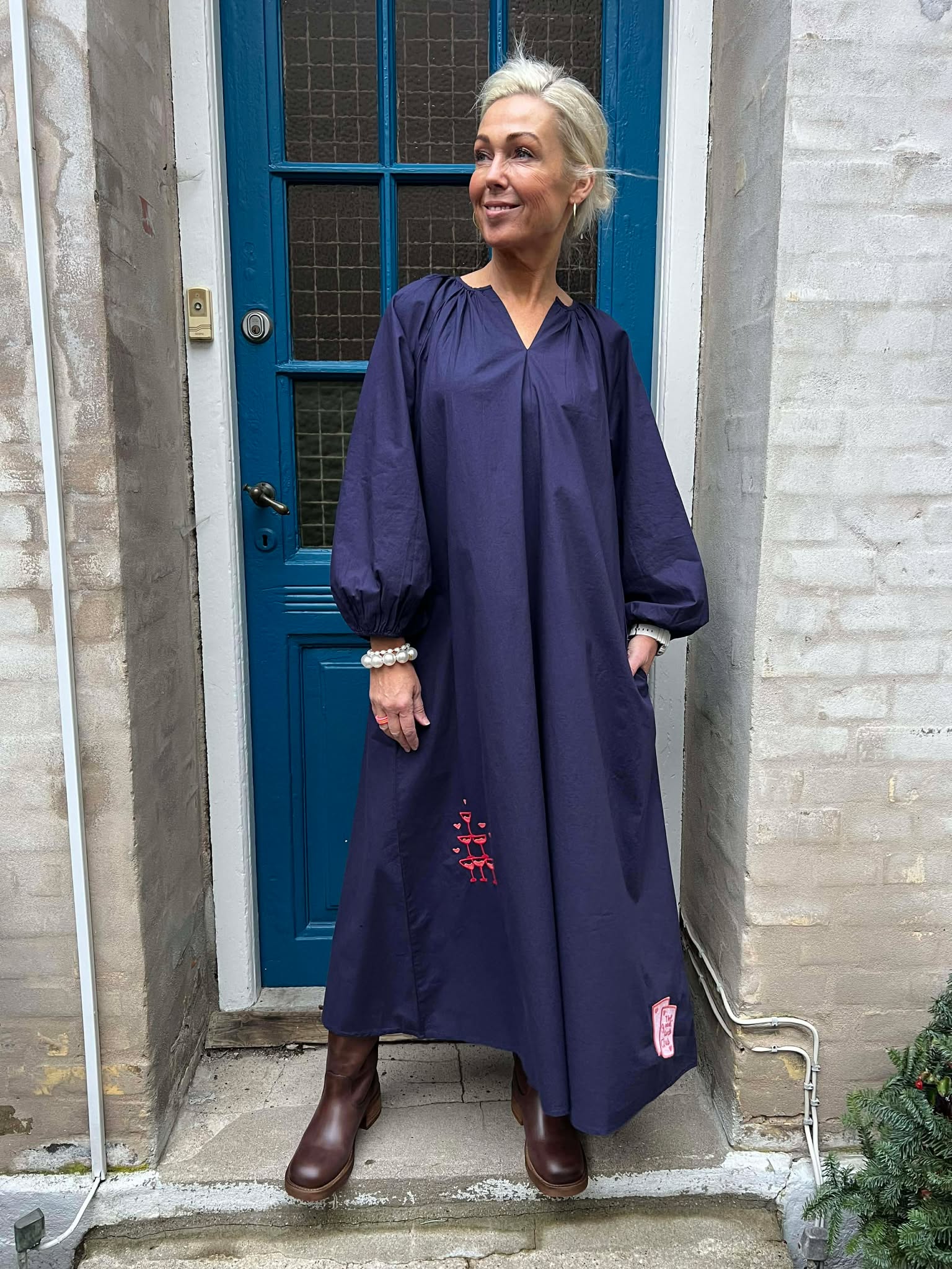 The Champagne Long Dress - Marine Blue