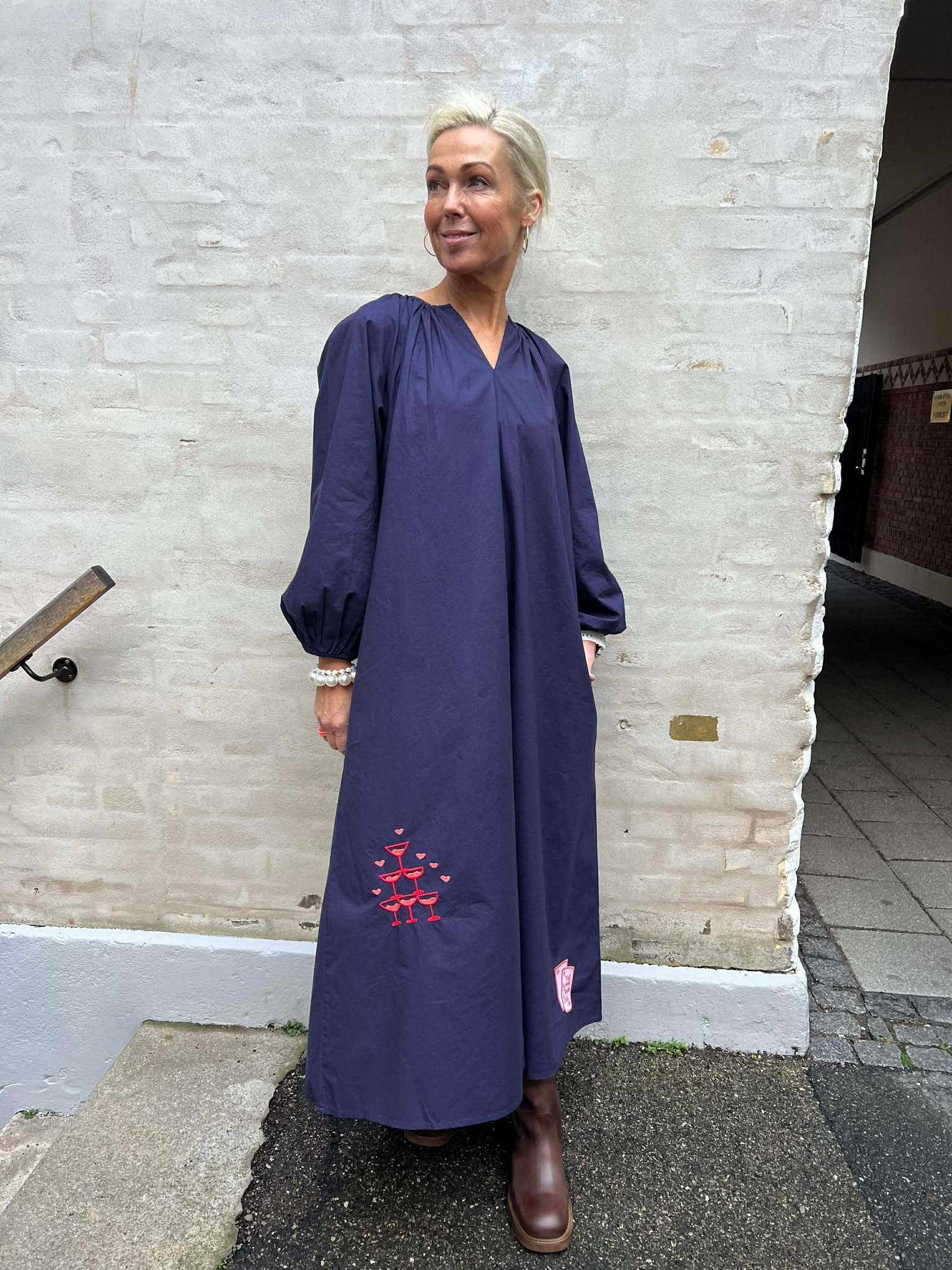 The Champagne Long Dress - Marine Blue