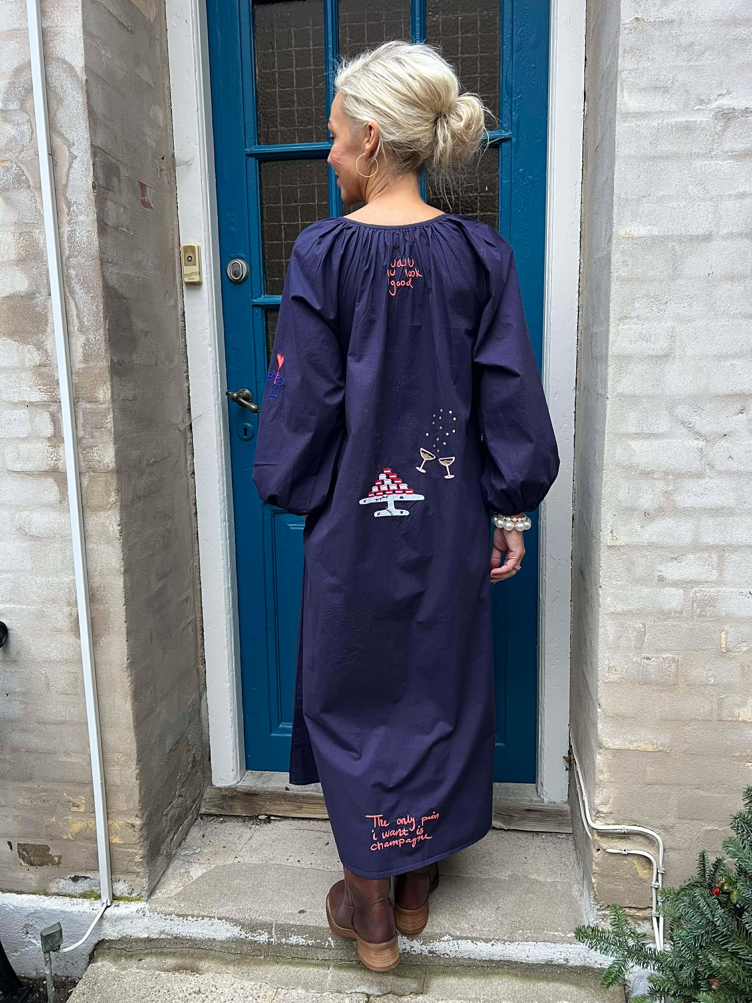 The Champagne Long Dress - Marine Blue