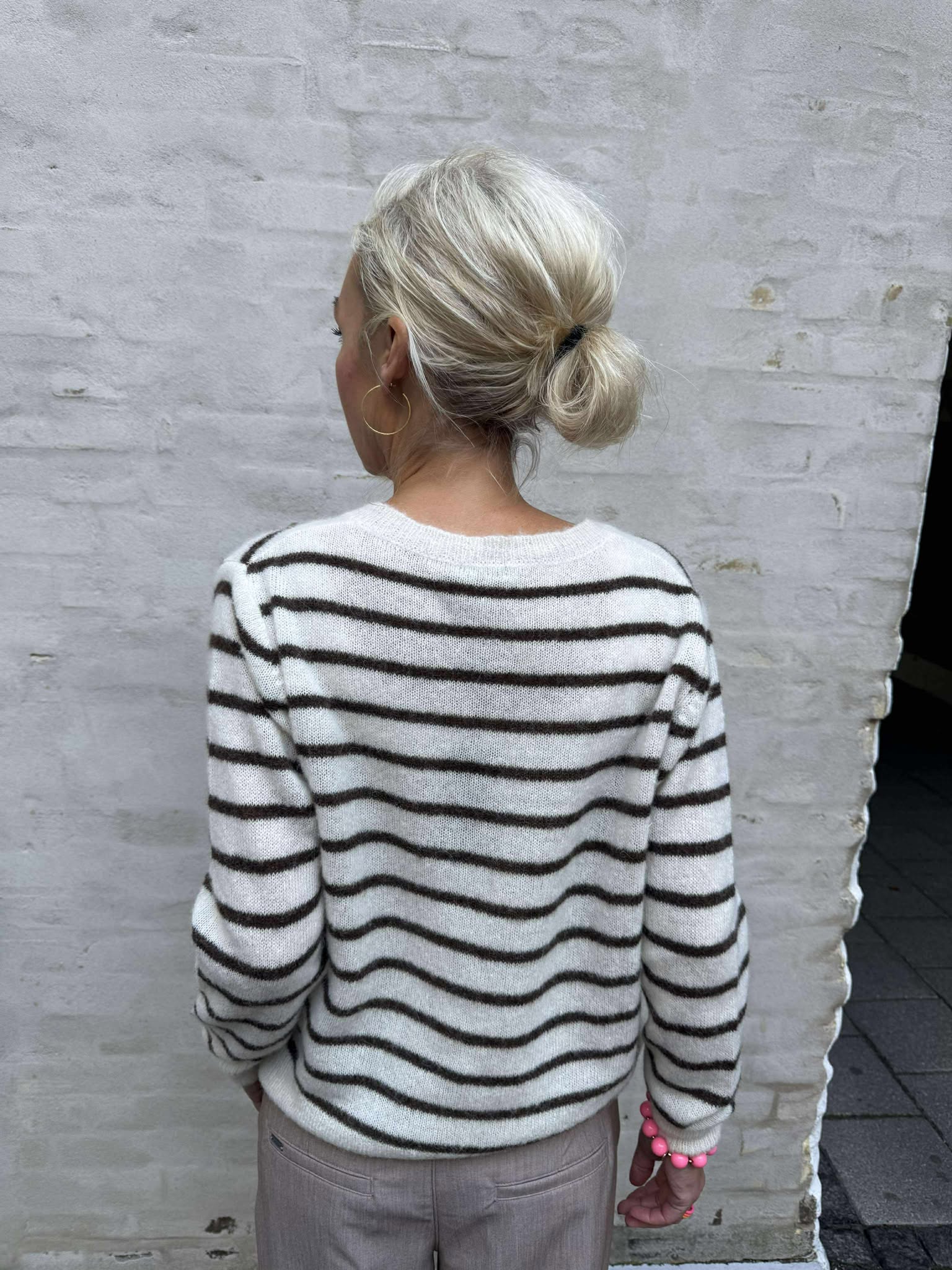 DELL Striped Knit Cardigan - Off White