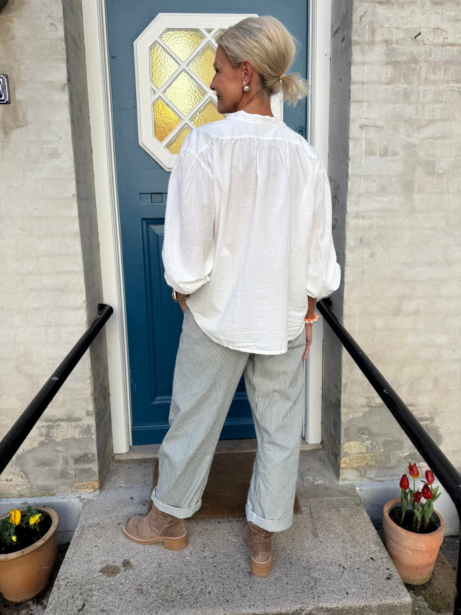 Karmen Shirt - White/Neon Orange