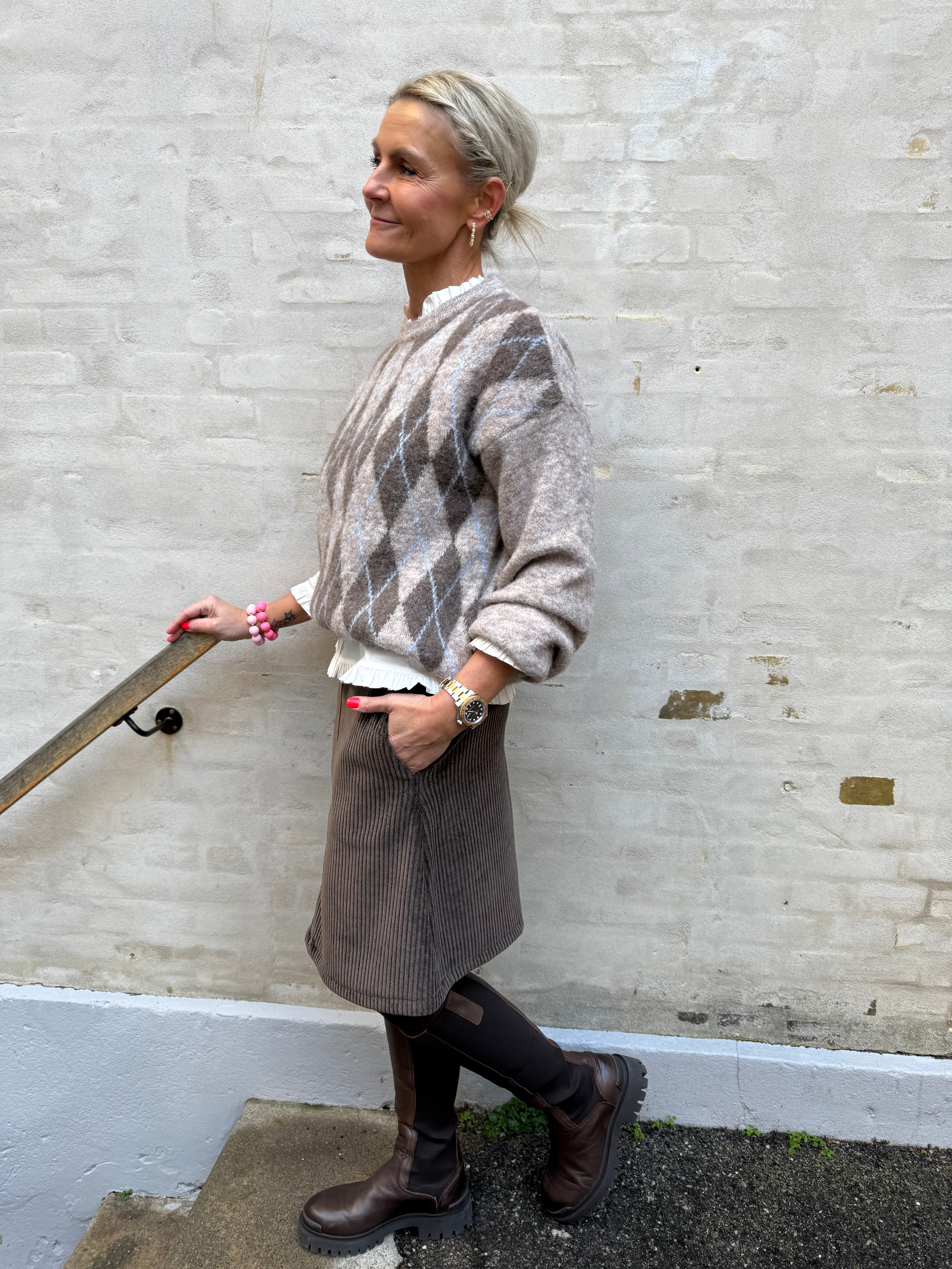 PREORDER-Cora Knit - Beige/blue