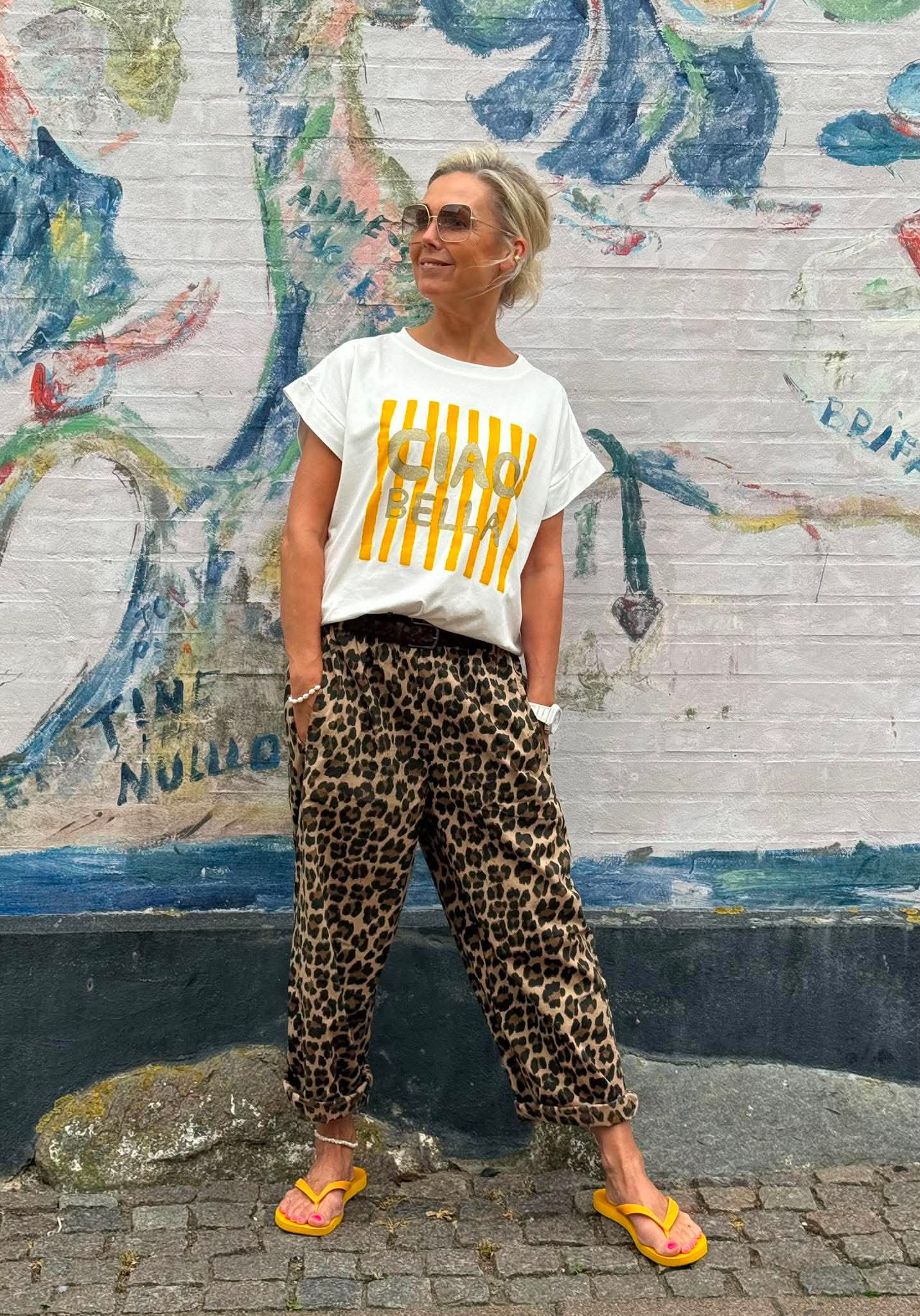Ciao Bella T-shirt - White/Yellow
