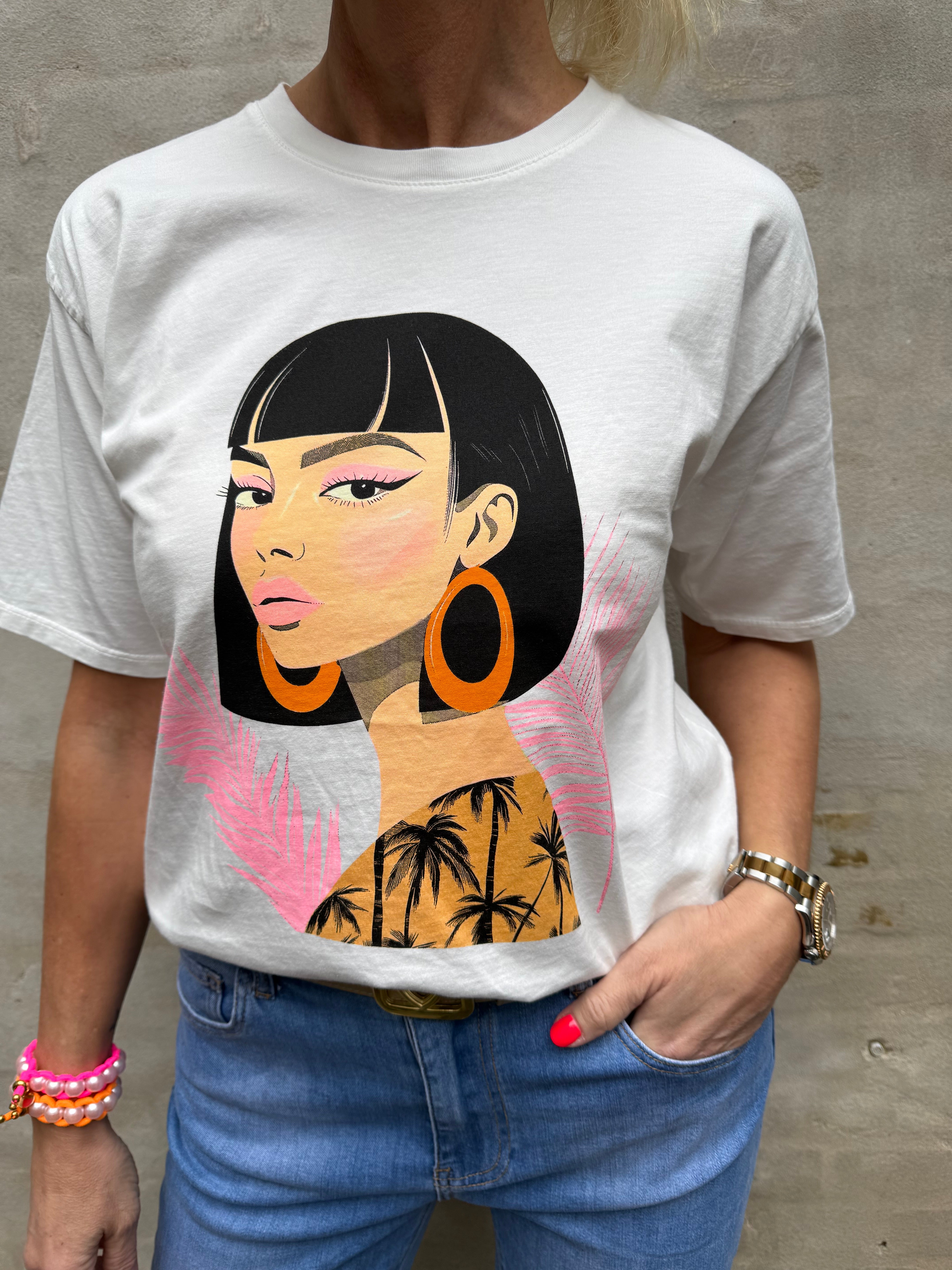 Kleopatra Tee - White/Pink/Orange