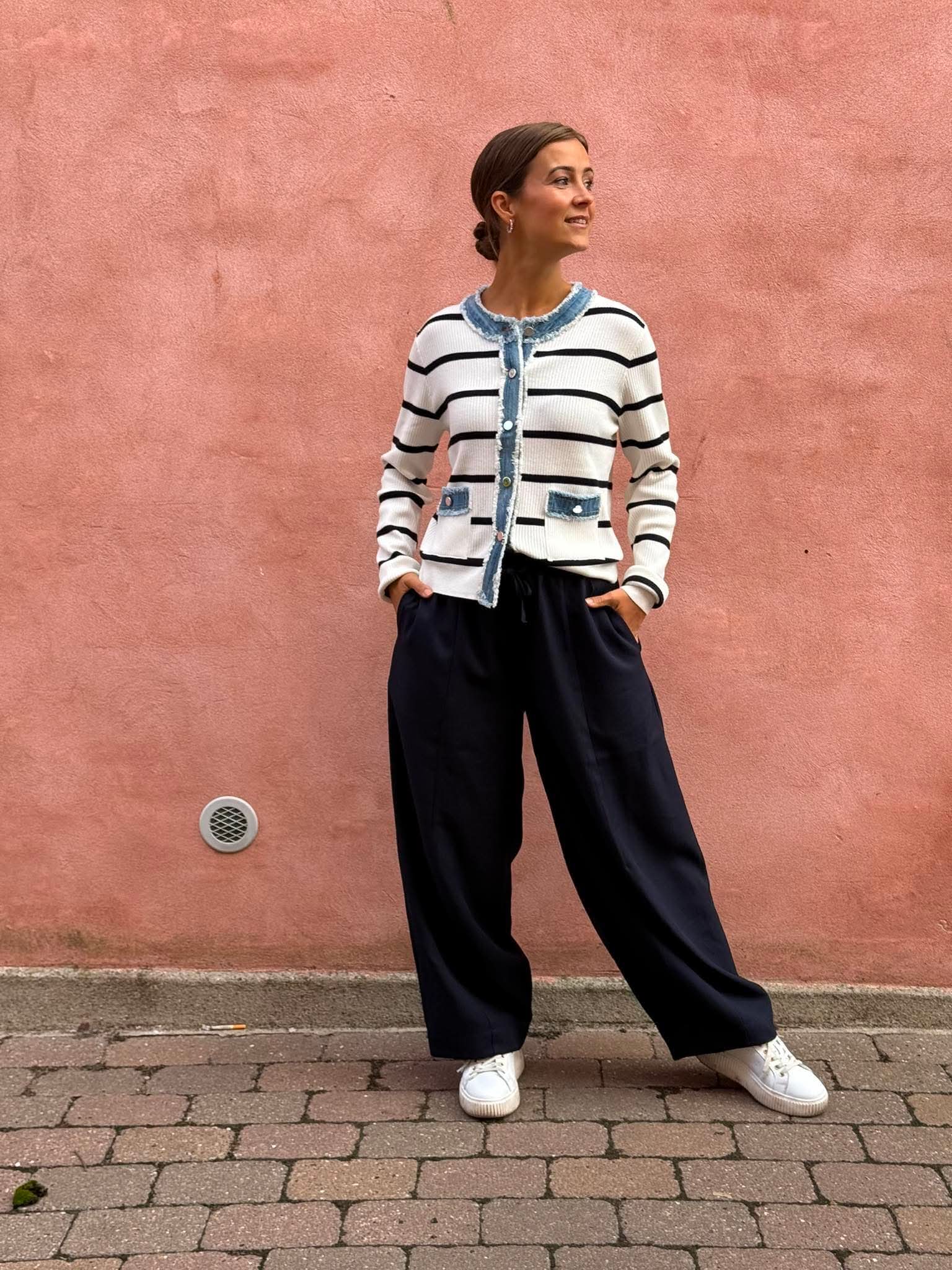 Eveline Pinstripe Pants - Navy