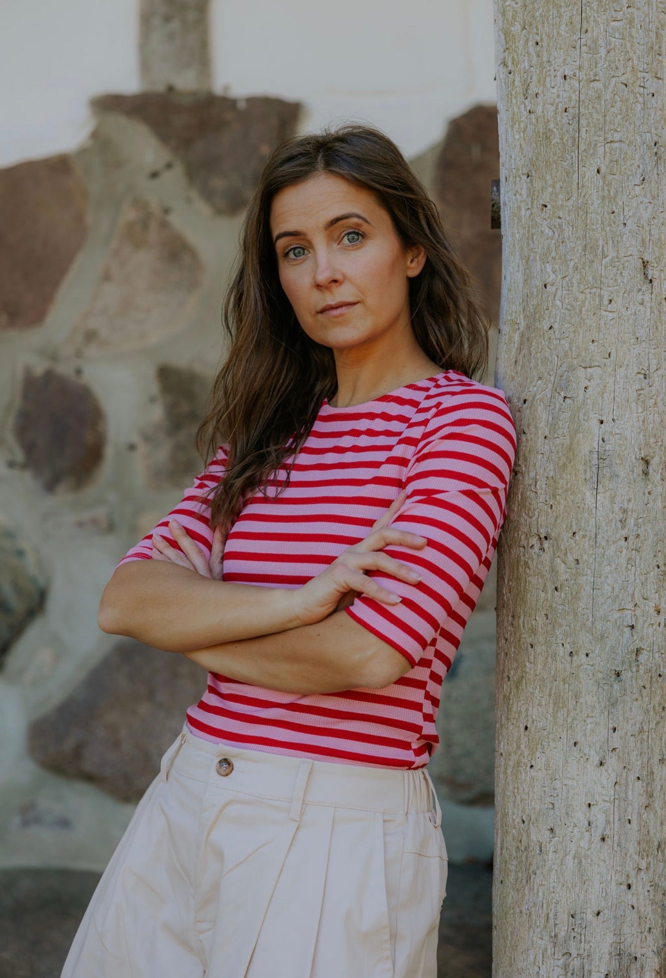 Everyday Stripes SS Blouse - Pink/Red
