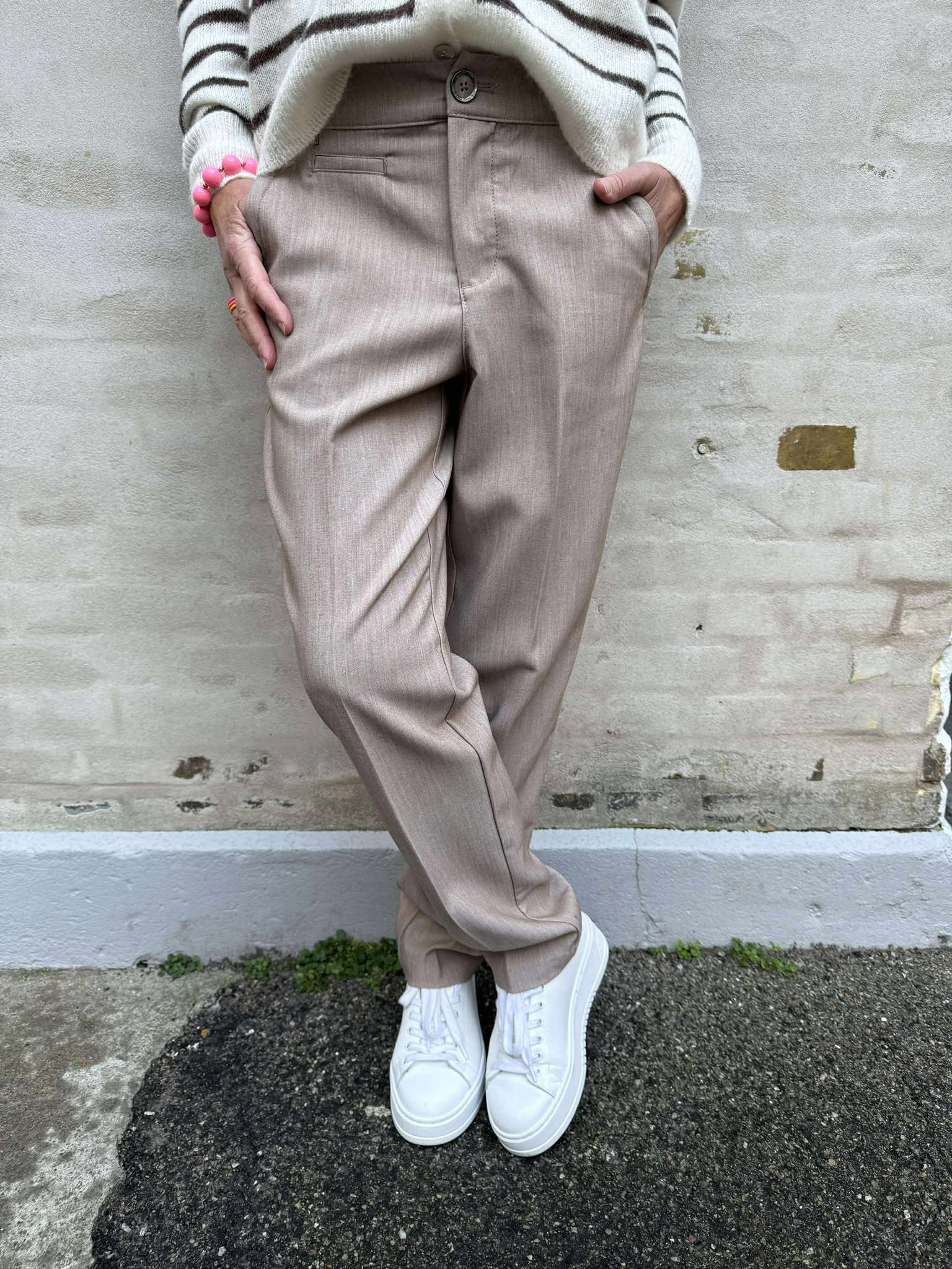 Chino Melange Woven Stretch - Light Terra Mocha Melange