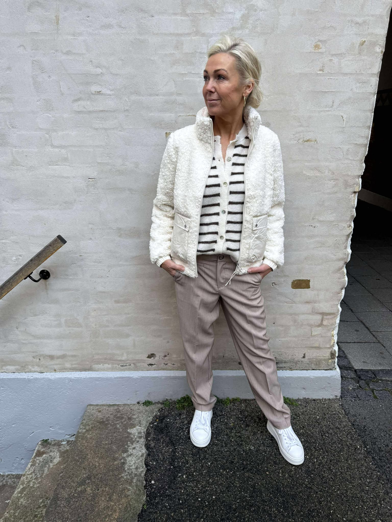 Mat Mix Teddy Jacket - Eggshell