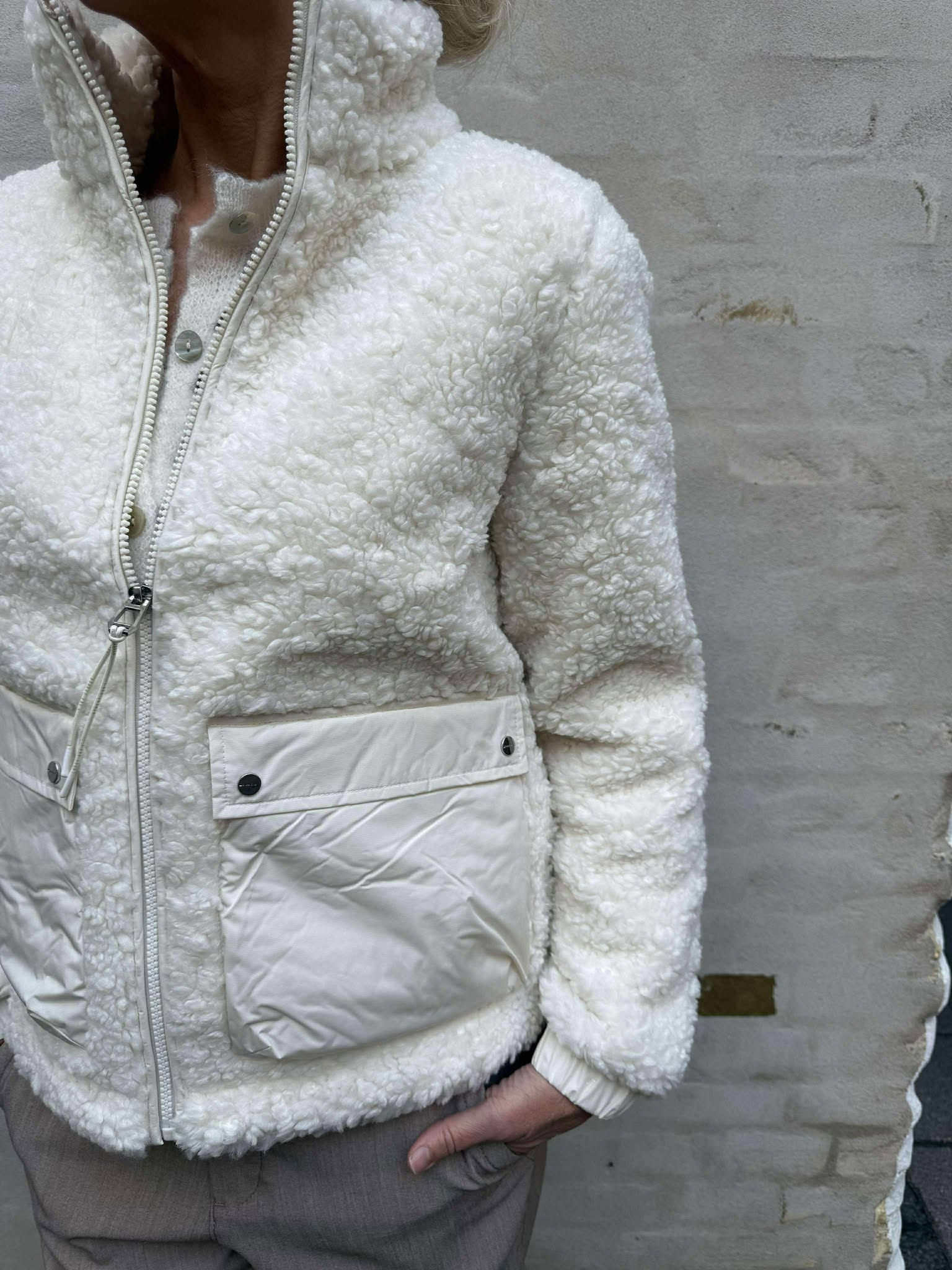 Mat Mix Teddy Jacket - Eggshell