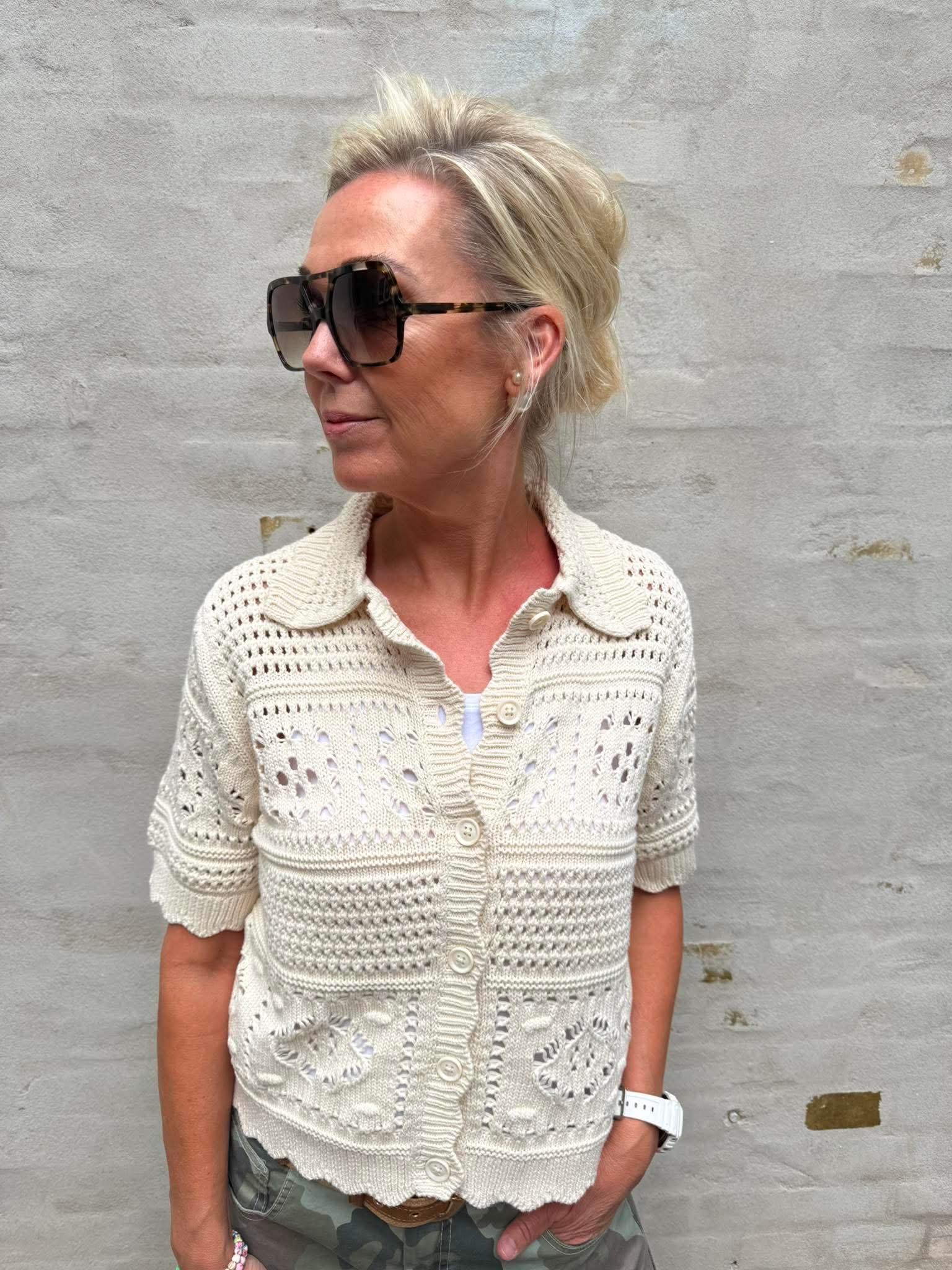 BINDI S/S SHORT CARDIGAN - Birch
