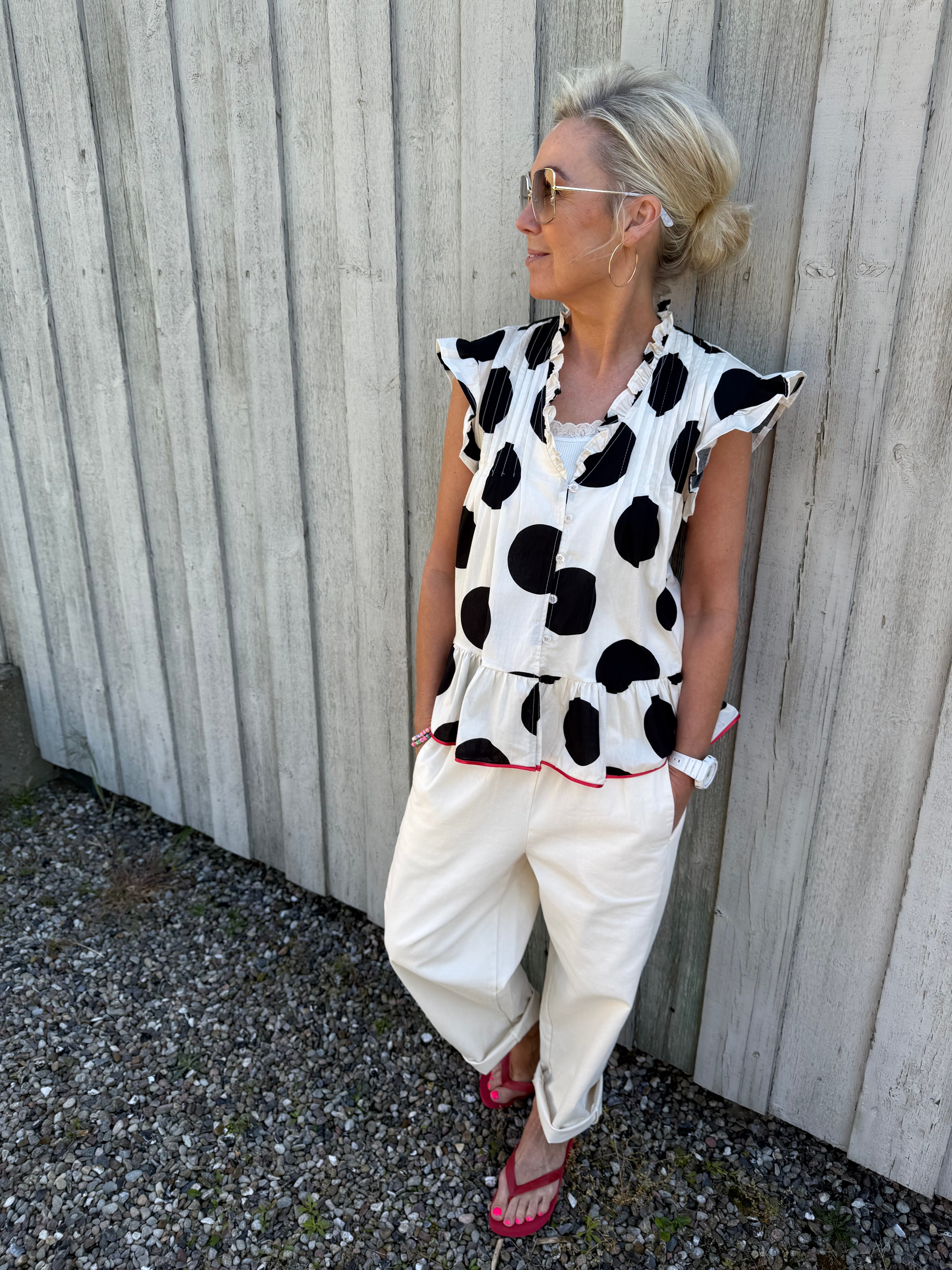 Ciamia Blouse - White/Black/Red