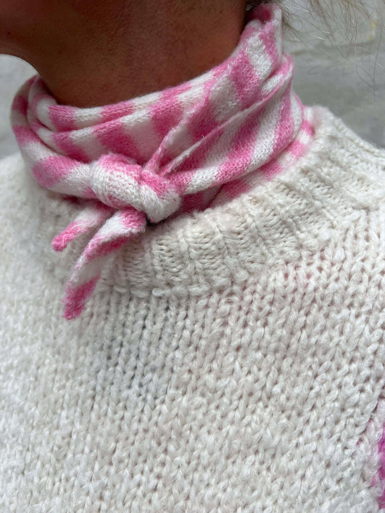 Striped knitted Scarf - Raspberry