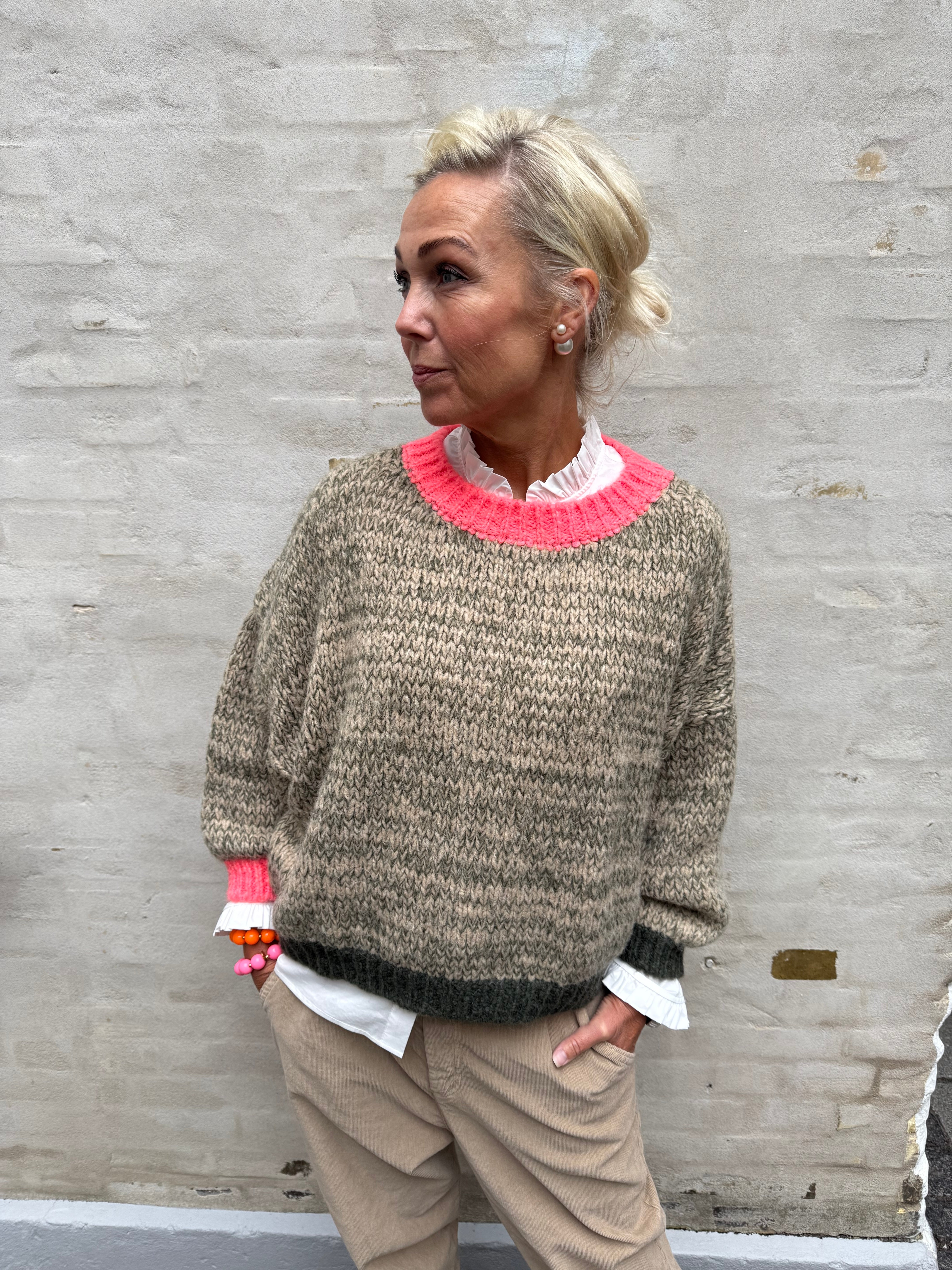 Loretta Knit - Army/Coral