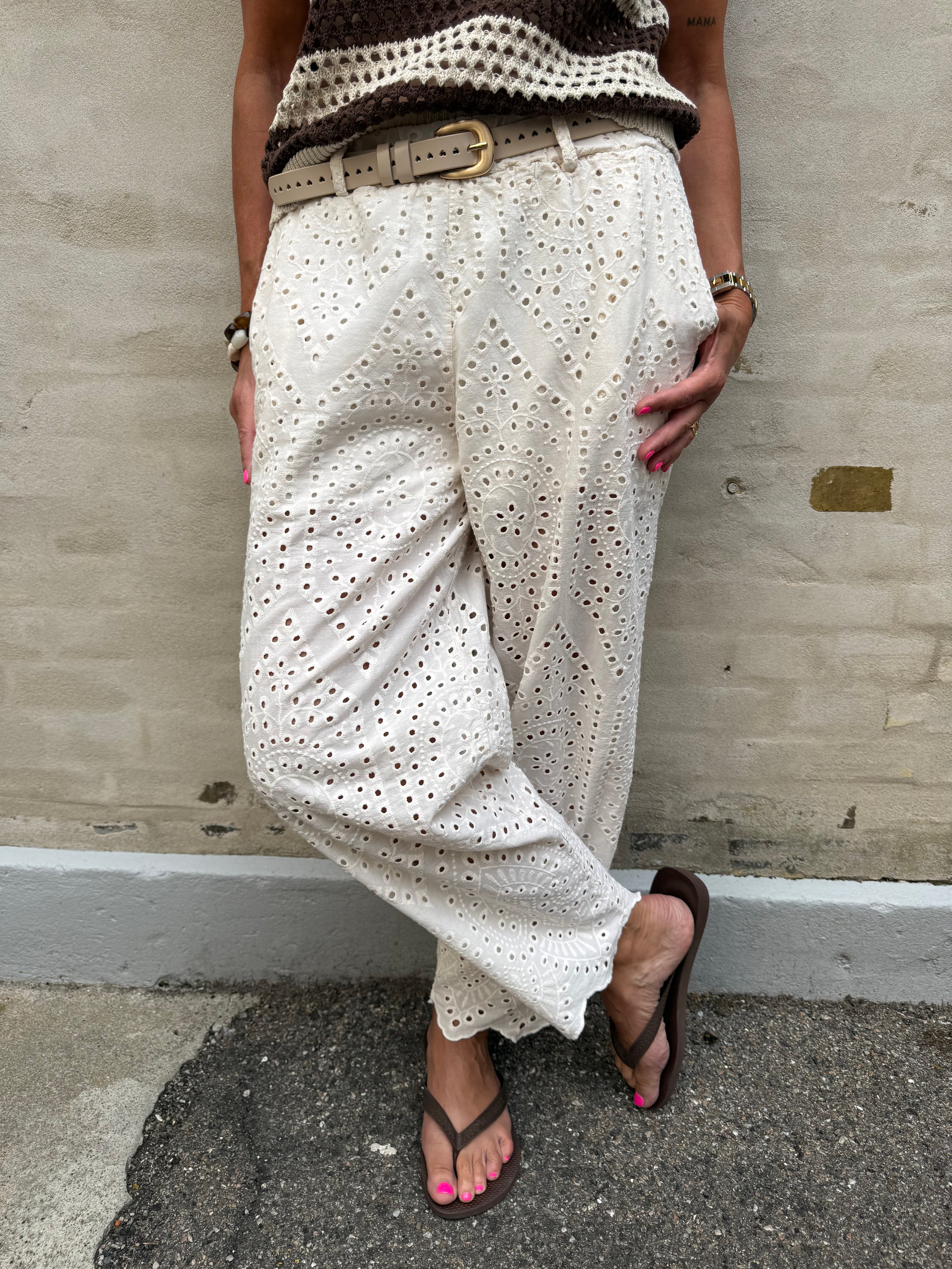 FREY barrel lace pant - Creme