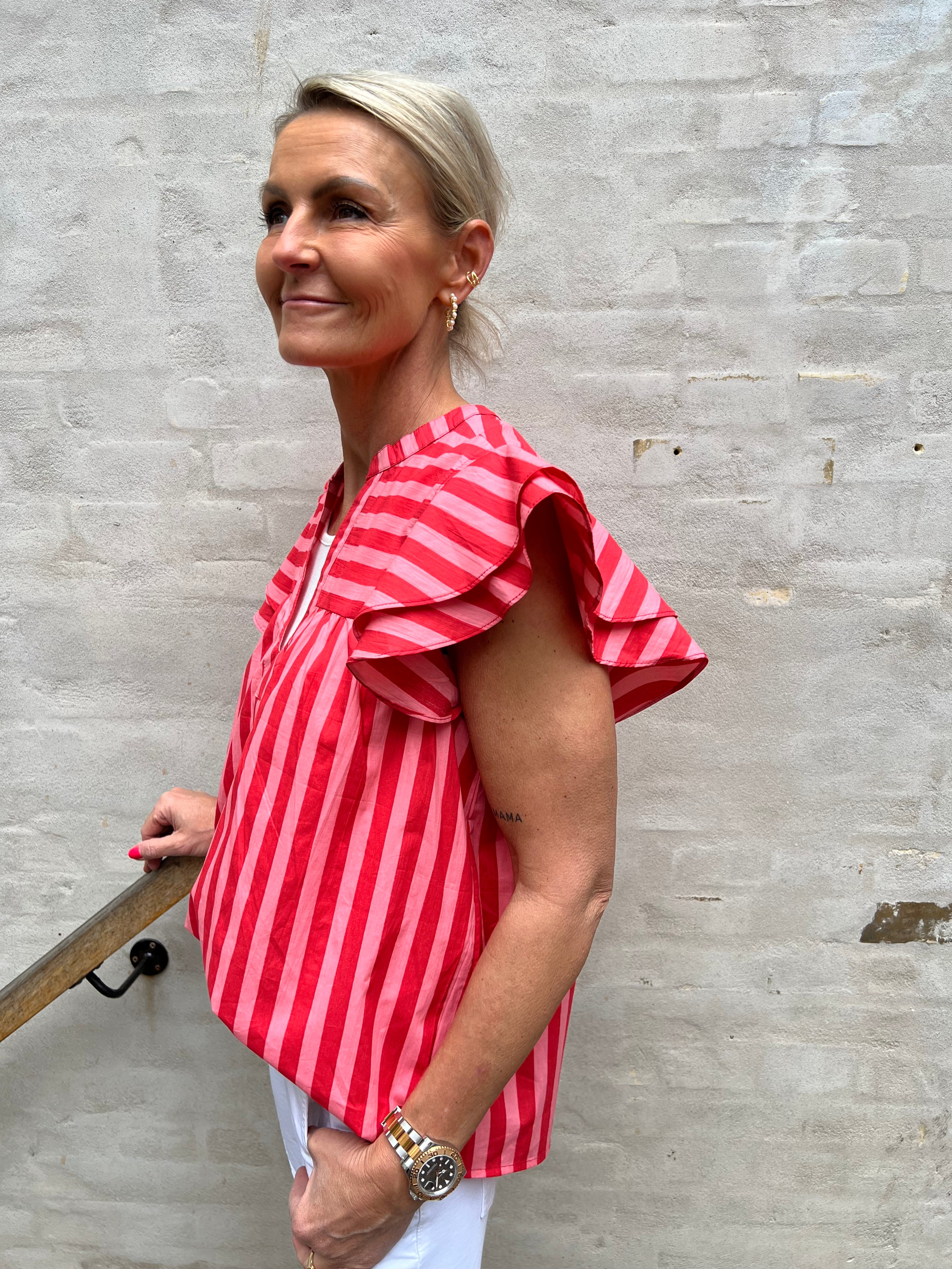 Christel Stripe Top - Stripe Pink