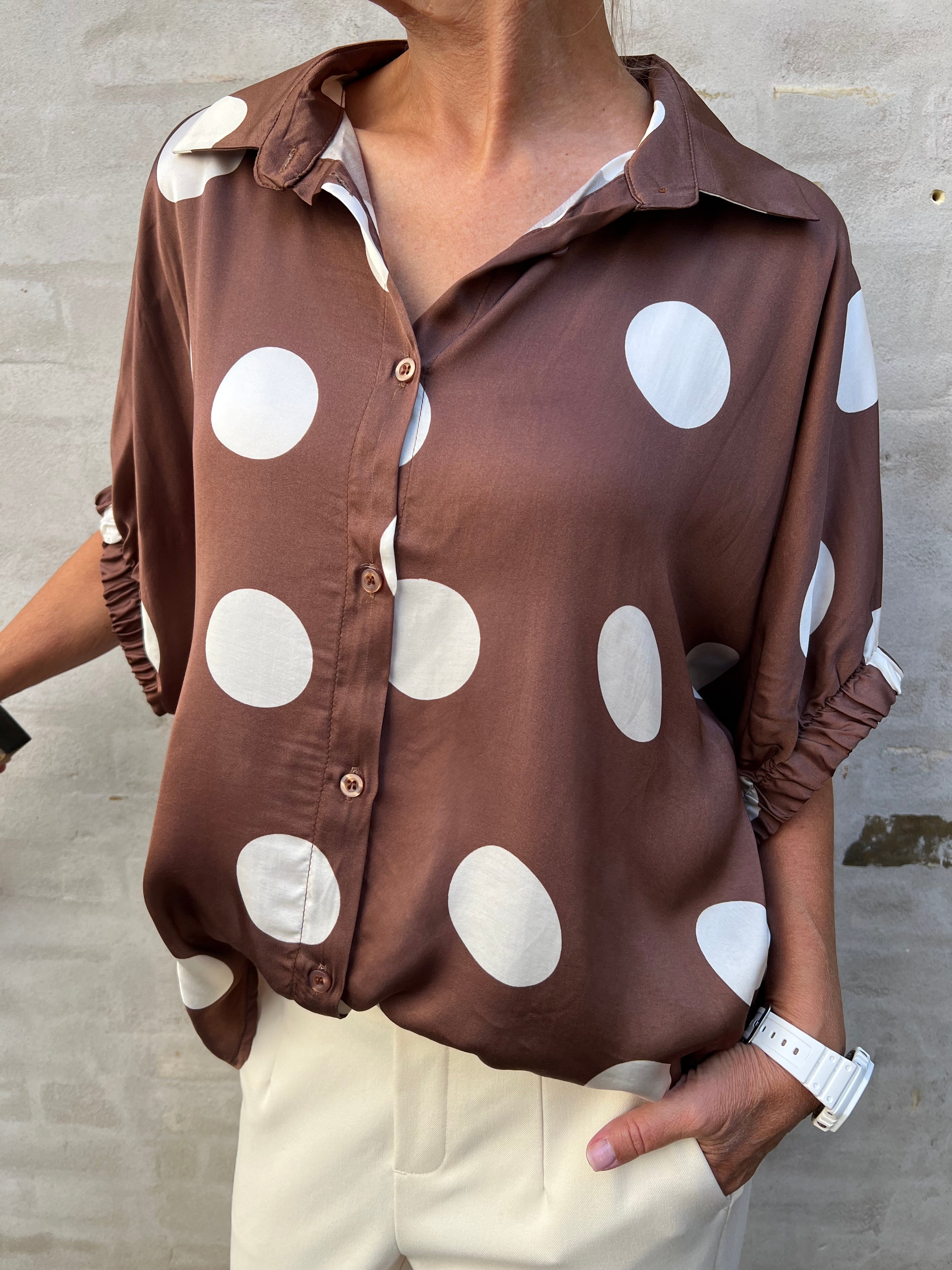 PREORDER-MABEL shirt blouse - Mocca Dot
